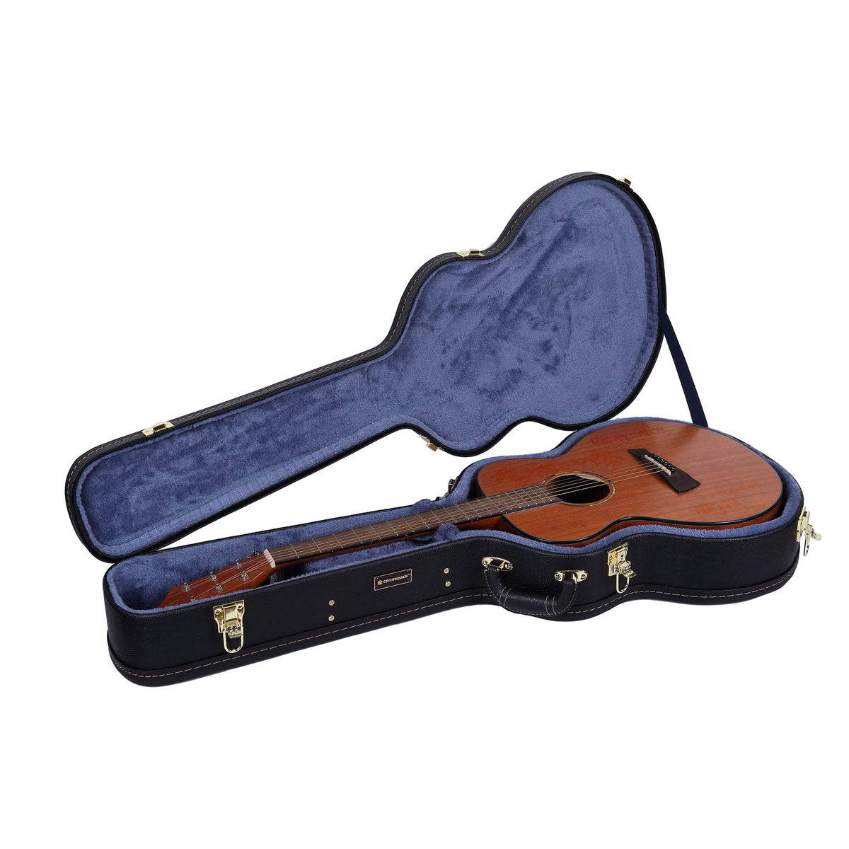Crossrock Deluxe Wood Hard Case For Om/000 Guitar Case, Compatible To 4/4 Classical Guitar, Black(Crw600Ombk)