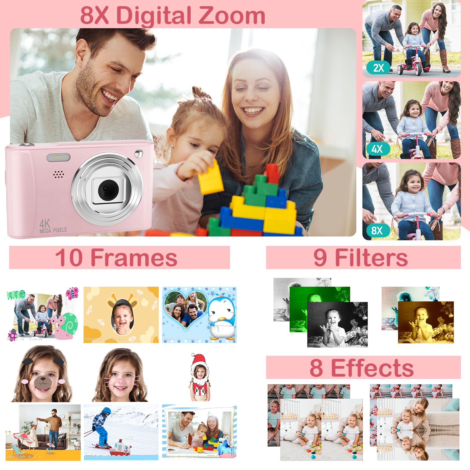 Diswoe Upgrade Kids Selfie Camera, Christmas Birthday Gifts For Girls Age 3 12, Hd Digital Video Cameras For Toddler, Portable T