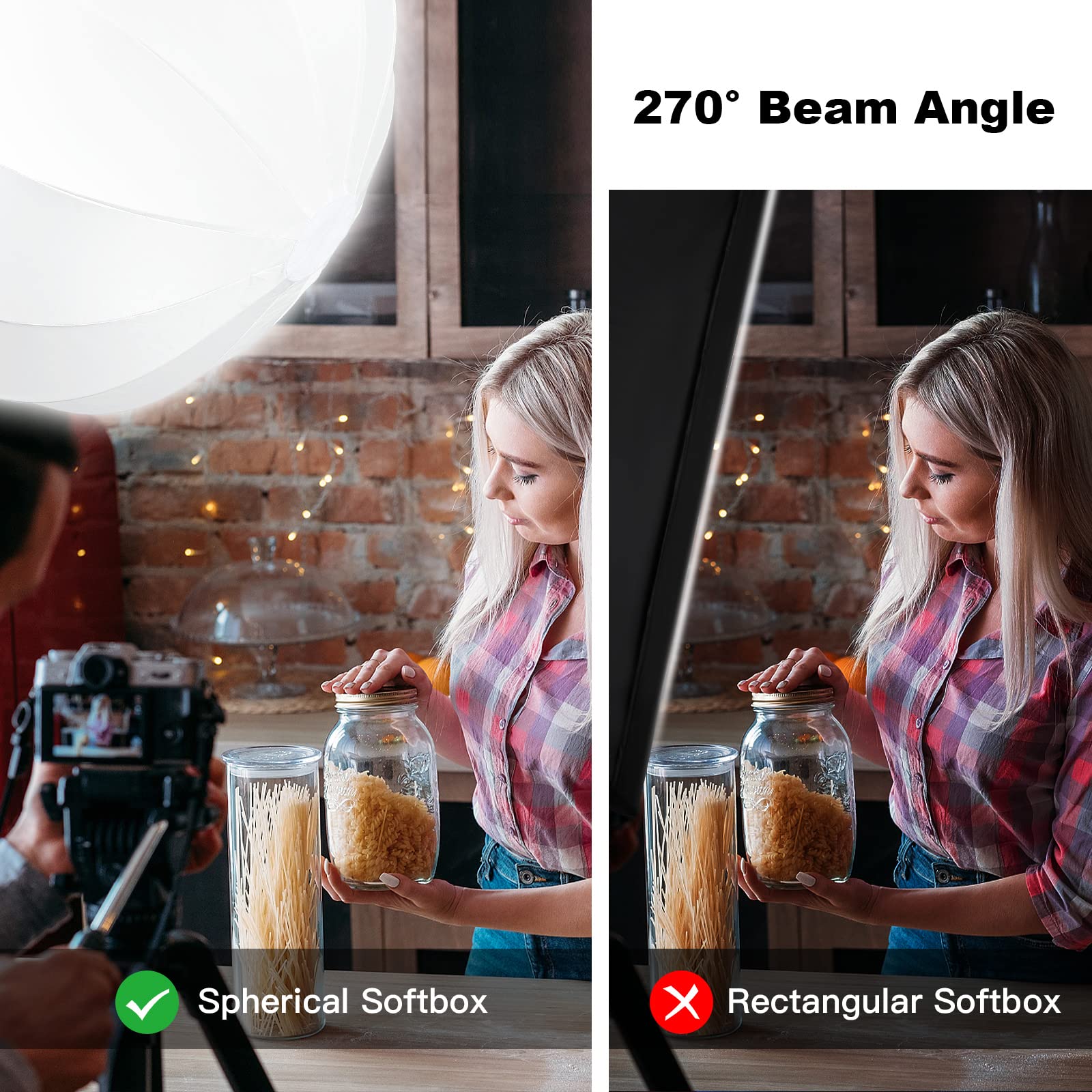 Soonpho 25Inch/65Cm Foldable Lantern Softbox, Portable Ball Shape Soft Box Compatible For Godox Neewer Speedlite Studio Strobe F