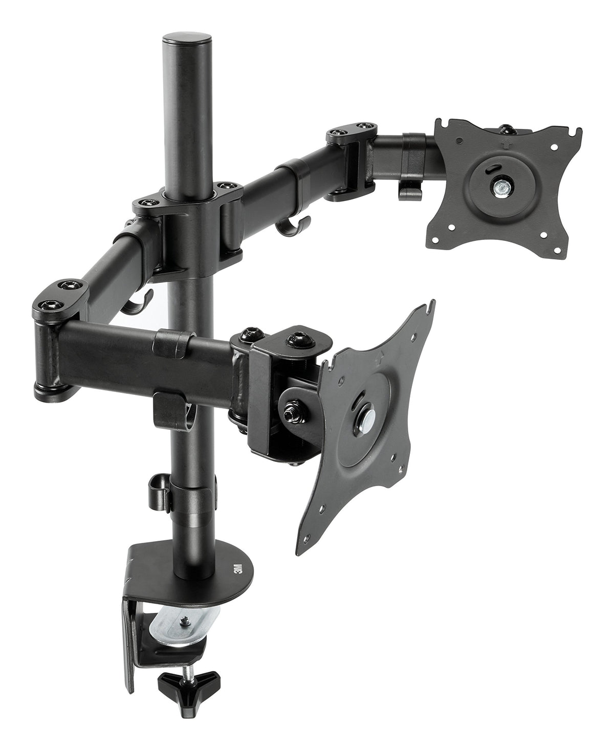 3M Dual Monitor Mount, for 27' Monitors, 360 Degree Rotation, +45 Degree/-45 Degree Tilt, 90 Degree Pan, Black, Supports 20 Lb
