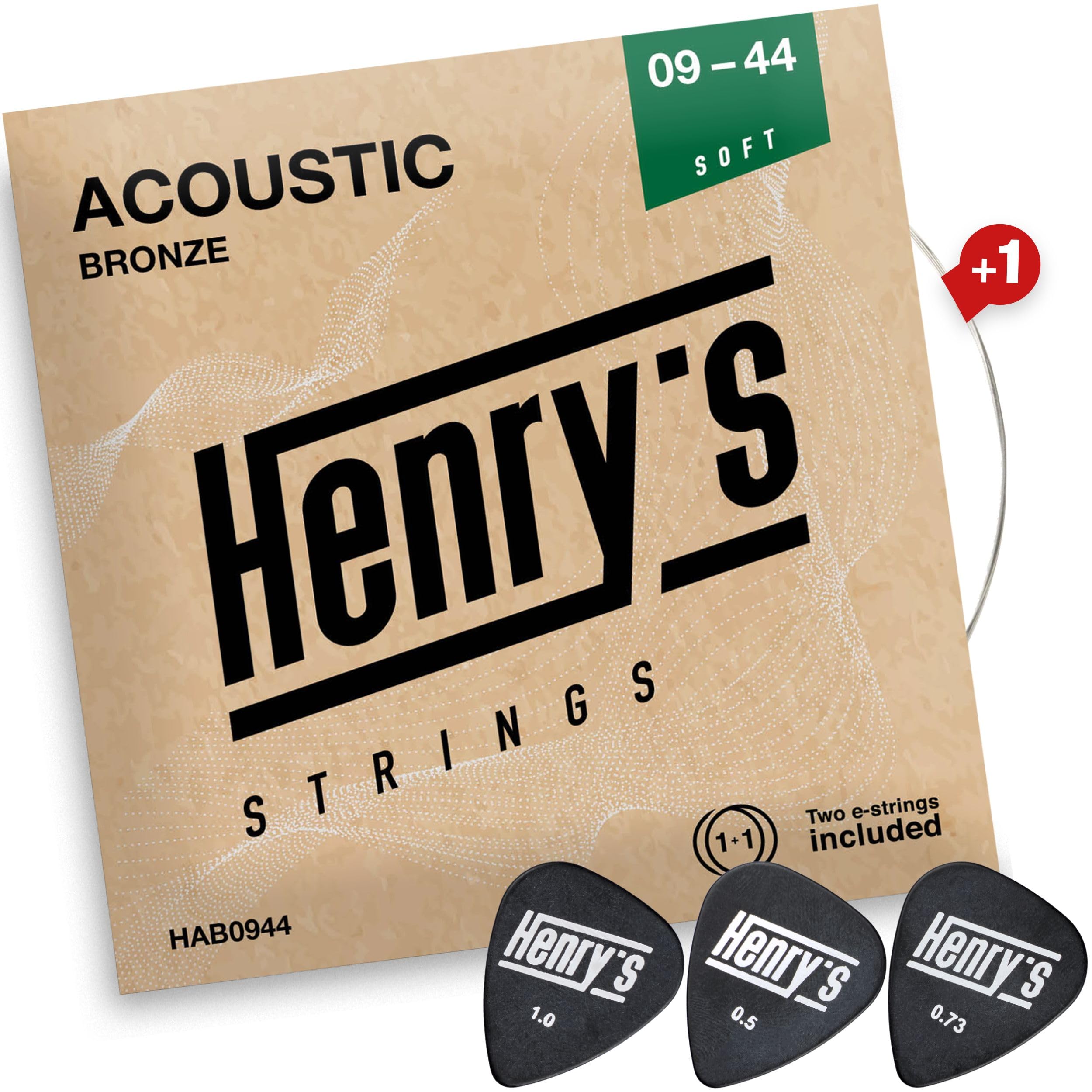 Extra Light Acoustic Guitar Strings 09 44   Easy On Fingers & Excellent Sound   Extra E 1 String & 3 Guitar Picks   Super Light