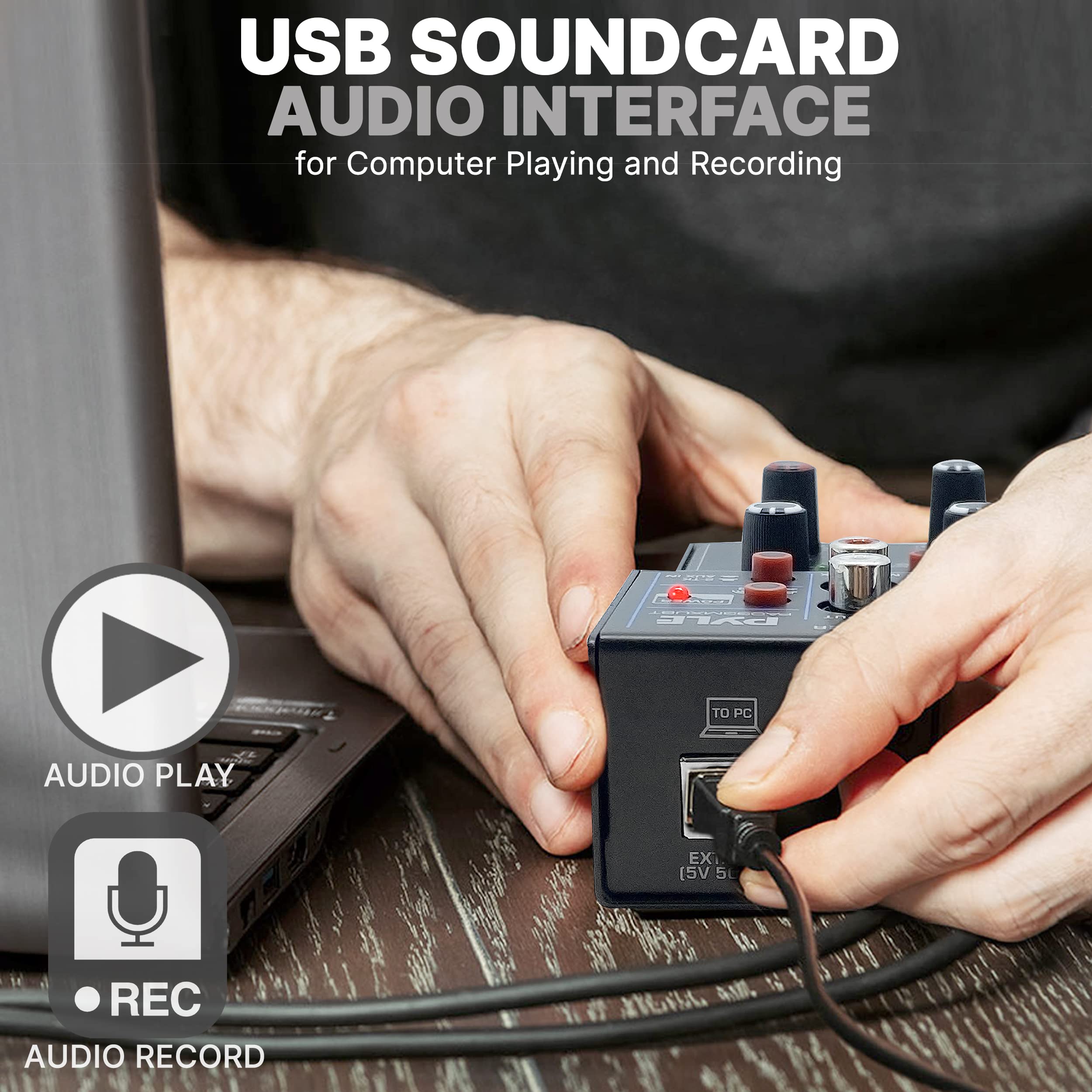 Pyle Professional Wireless Dj Audio Mixer   3 Channel Bluetooth Dj Controller Sound Mixer W/Usb Audio Interface, Combo Jack Xlr+