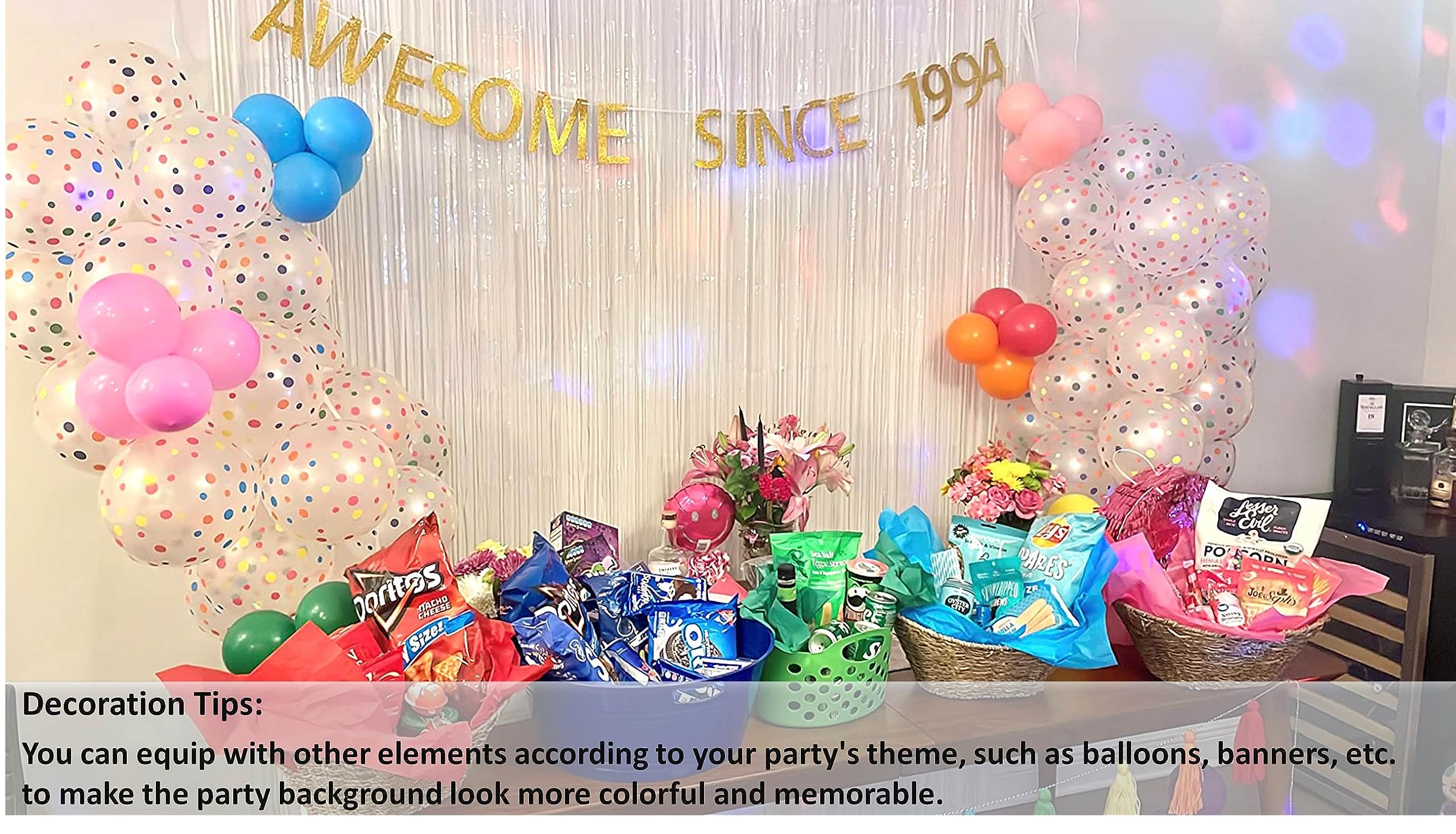 2 Pack White Door Streamers Backdrop Curtains For Birthday Party Decorations,White Tinsel Backdrop For Graduation Bachelorette W