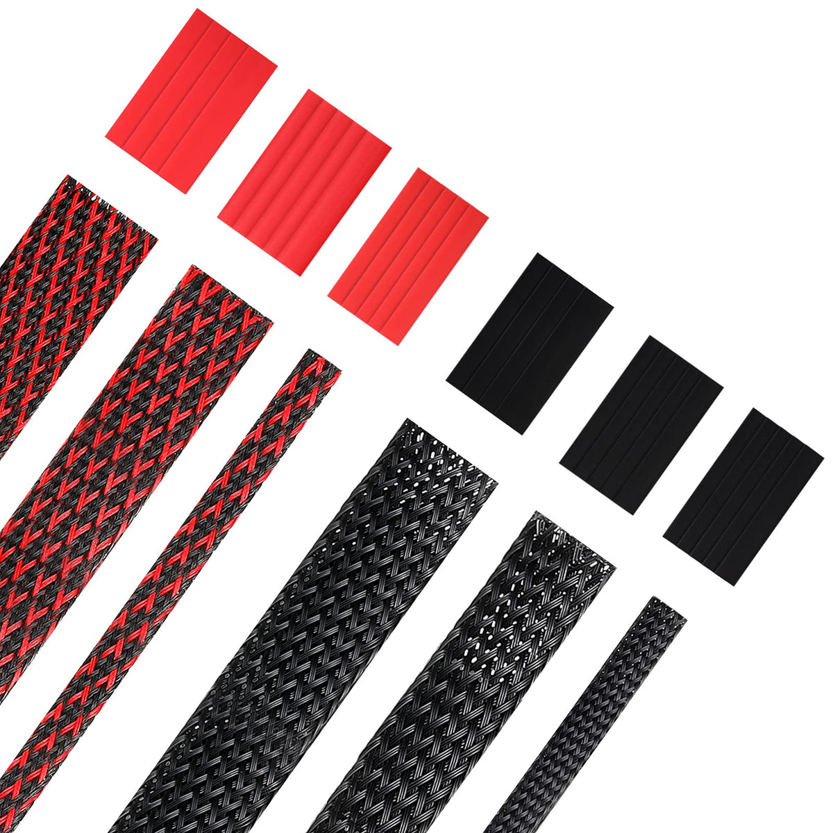 96Ft Wire Loom Braided Cable Sleeve Covers Cord Management With 127 Pieces Tube Heat Shrinkable For Audio Video Cable Cord Prote