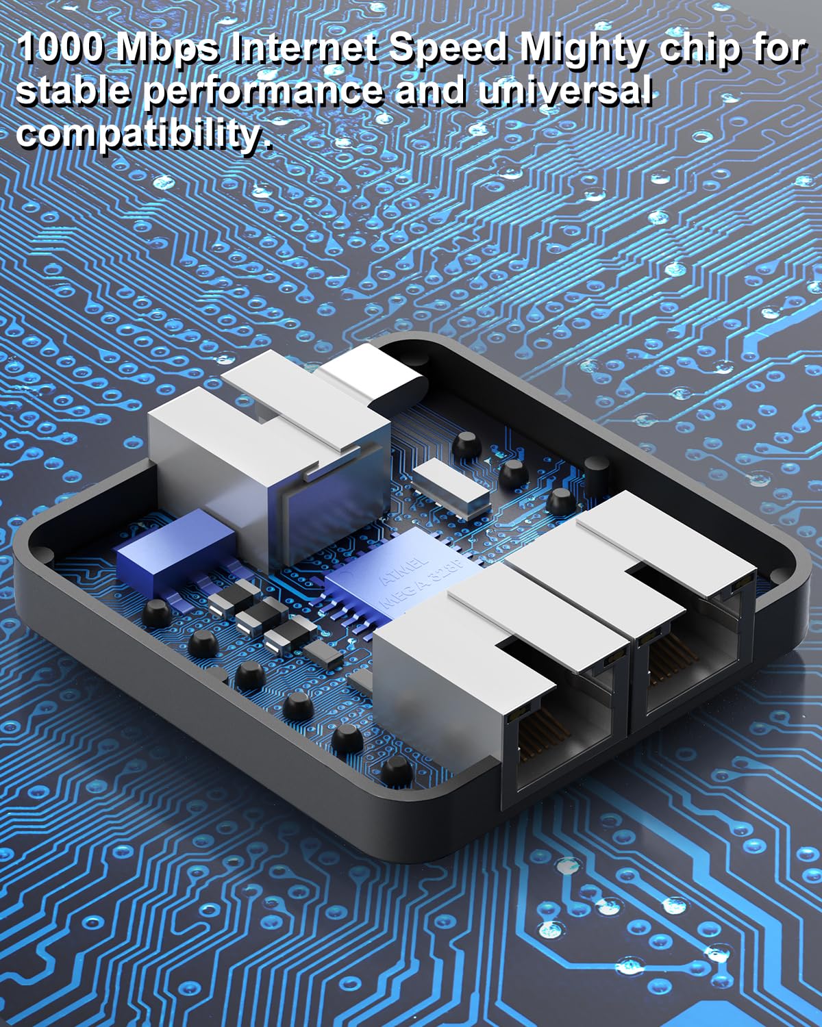 Sheiaier Ethernet Splitter 1 To 2 Out With Cat 6 Ethernet Cable, 1000Mbps High Speed, Rj45 Splitter, Gigabit Internet Splitter C