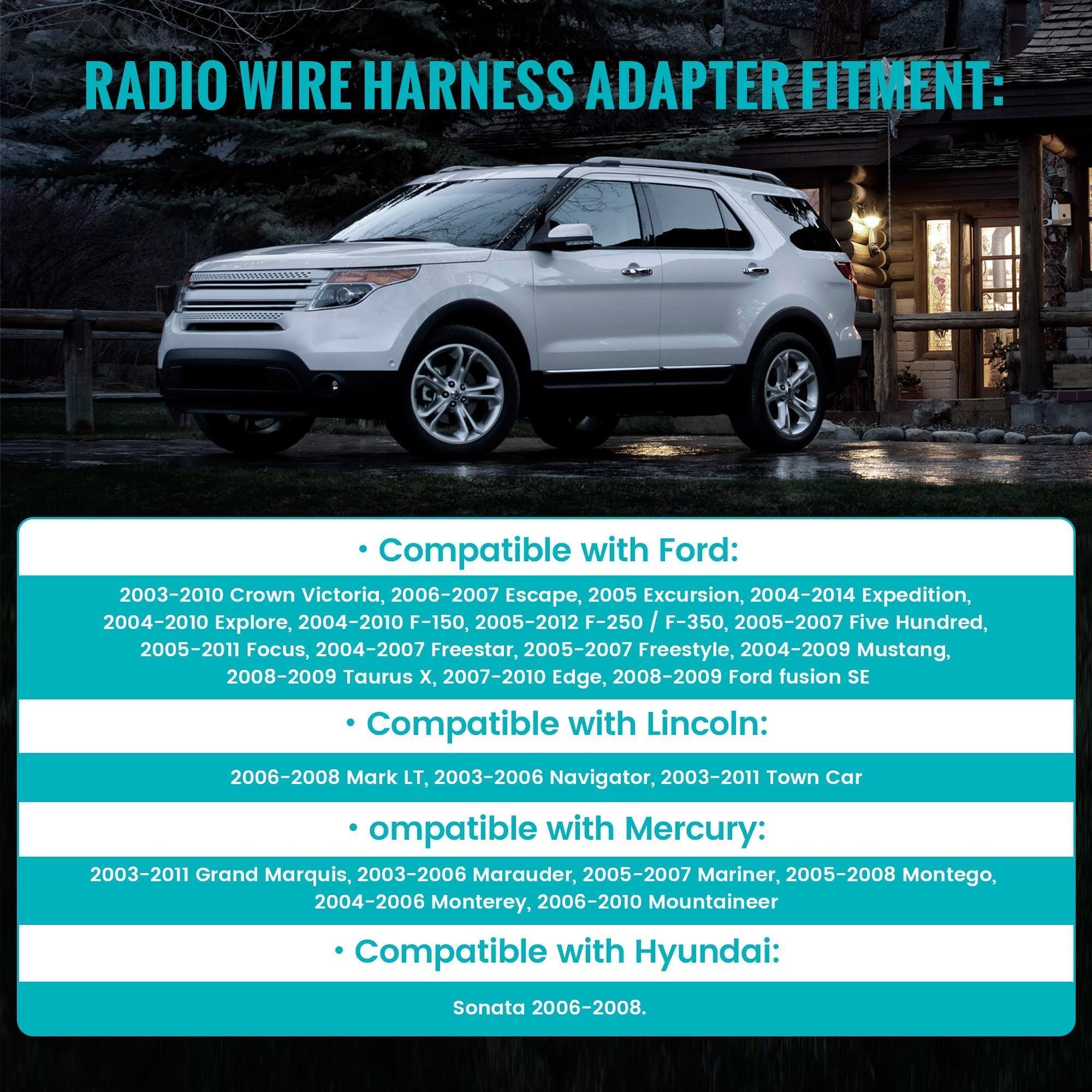 Nuith Car Radio Wiring Harness With Rca Plug Compatible With Selected 2003 2013 Ford/Lincoln/Mercury Vehicles, 24+8 Pin W/Rca In