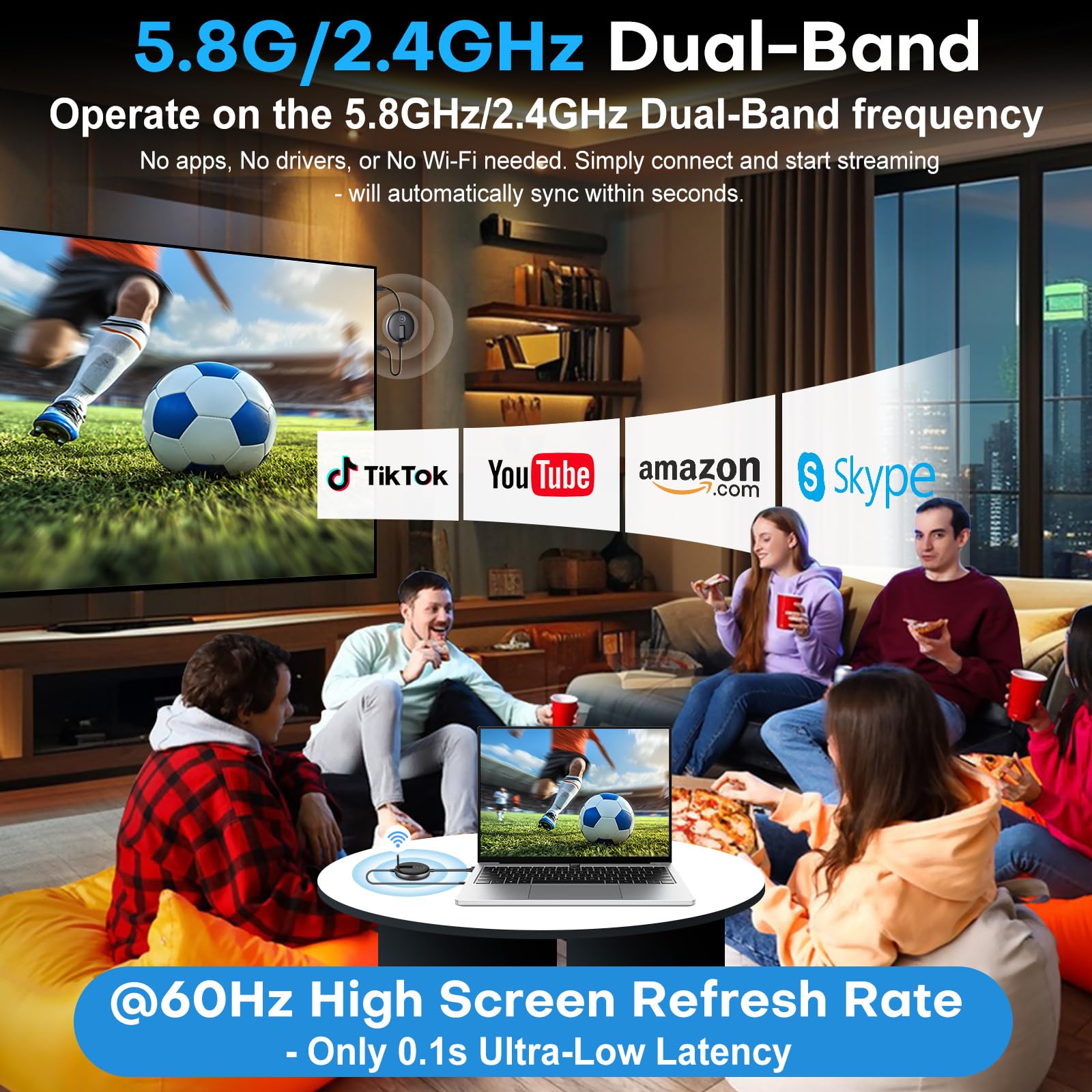 Wireless Hdmi G9R Pro  One Transmitter And Three Receivers,165Ft/50M Multi Tv Extender Kit, Heat Control Tech, Plug And Play, 5.