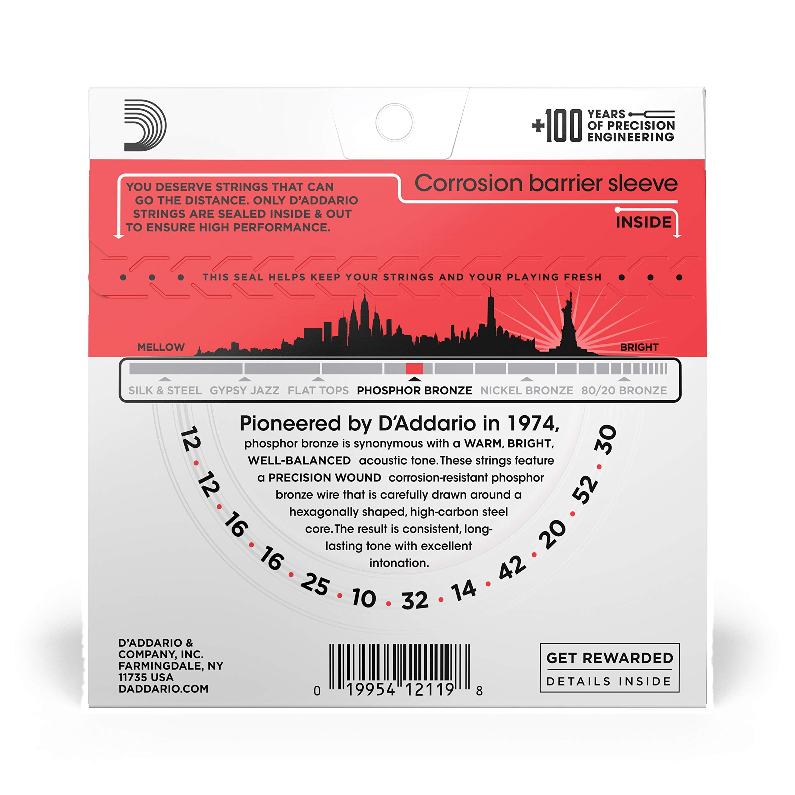 Daddario Guitar Strings   Phosphor Bronze Acoustic Guitar Strings   Ej39   Rich, Full Tonal Spectrum   For 12 String Guitars   1