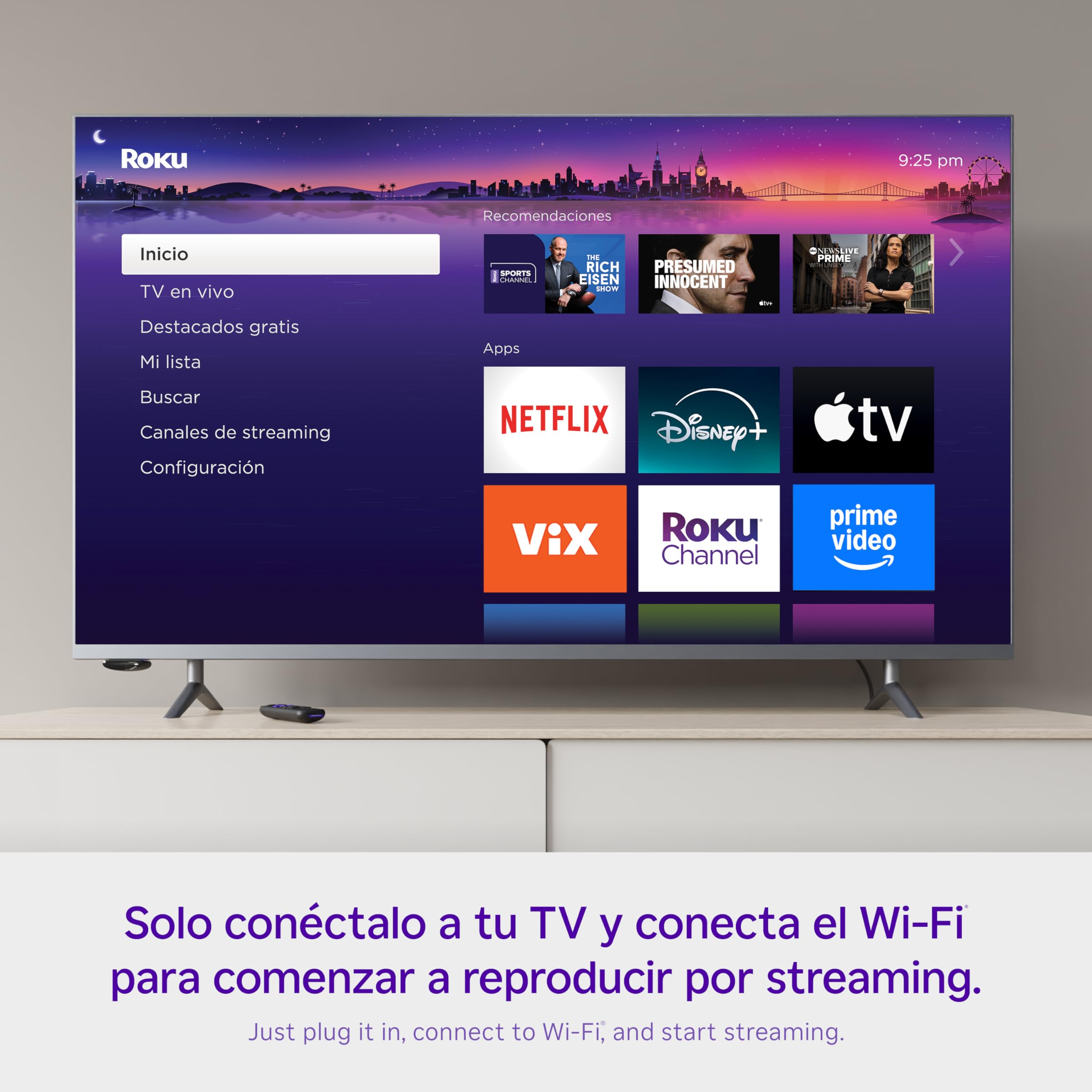 Roku Express Dispositivo De Streaming Hd Para Tv (Spanish Edition)   Con Vix Premium, Control Remoto Con Botones De Acceso R?Ido