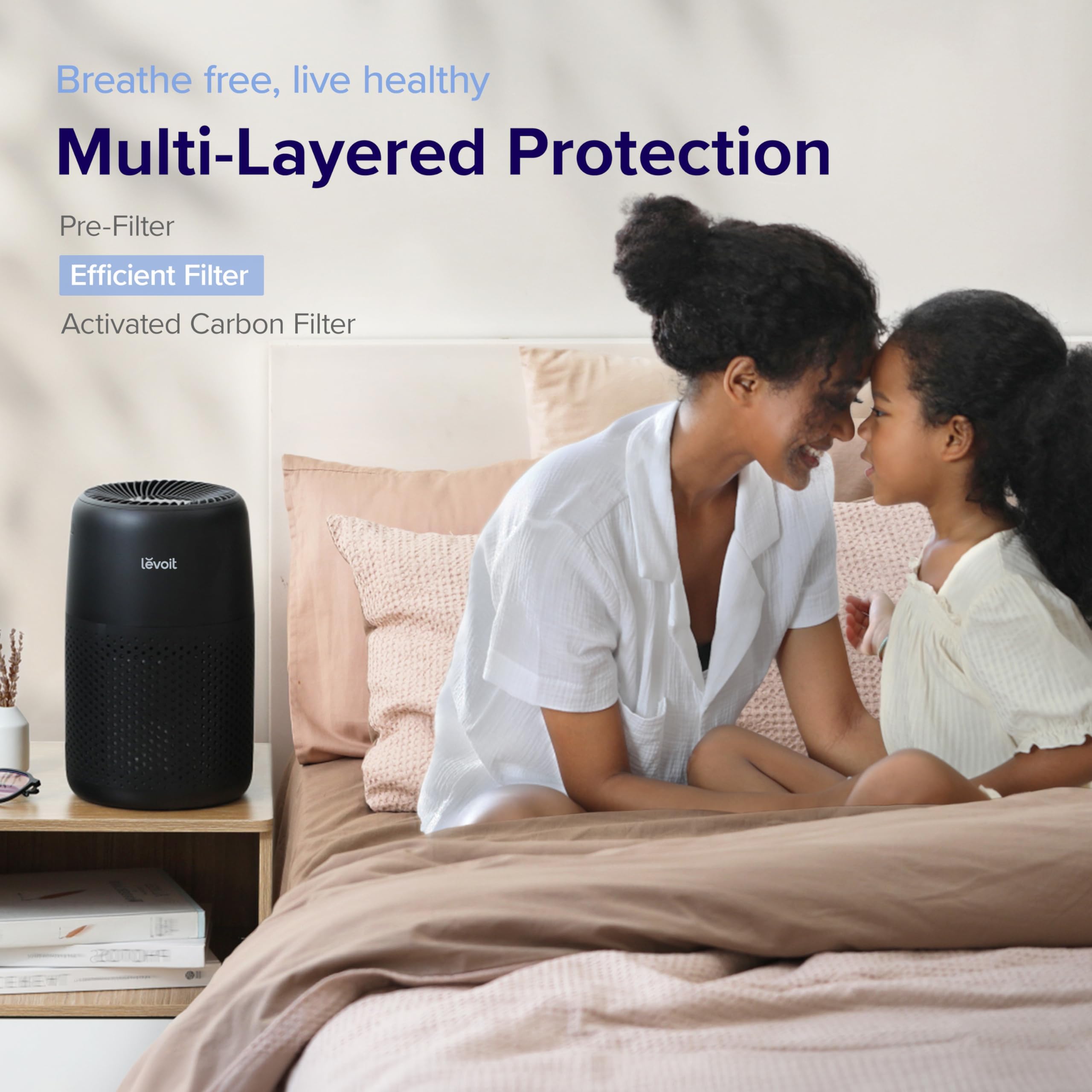 Levoit Air Purifiers For Bedroom Home, 3 In 1 Filter Cleaner With Fragrance Sponge For Sleep, Smoke, Allergies, Pet Dander, Odor