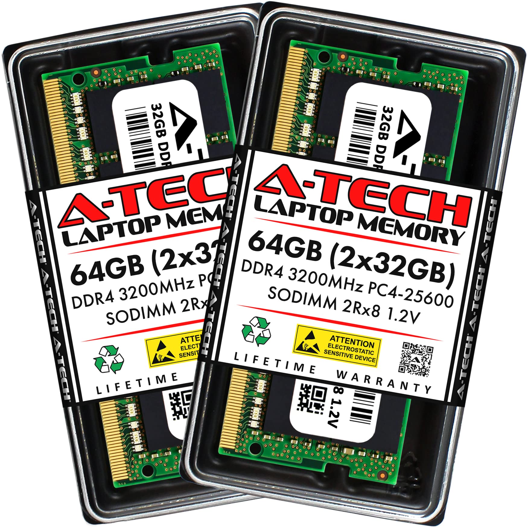 A Tech 64Gb (2X32Gb) Ddr4 3200 Mhz Sodimm Pc4 25600 (Pc4 3200Aa) Cl22 2Rx8 Non Ecc Laptop Ram Memory Modules