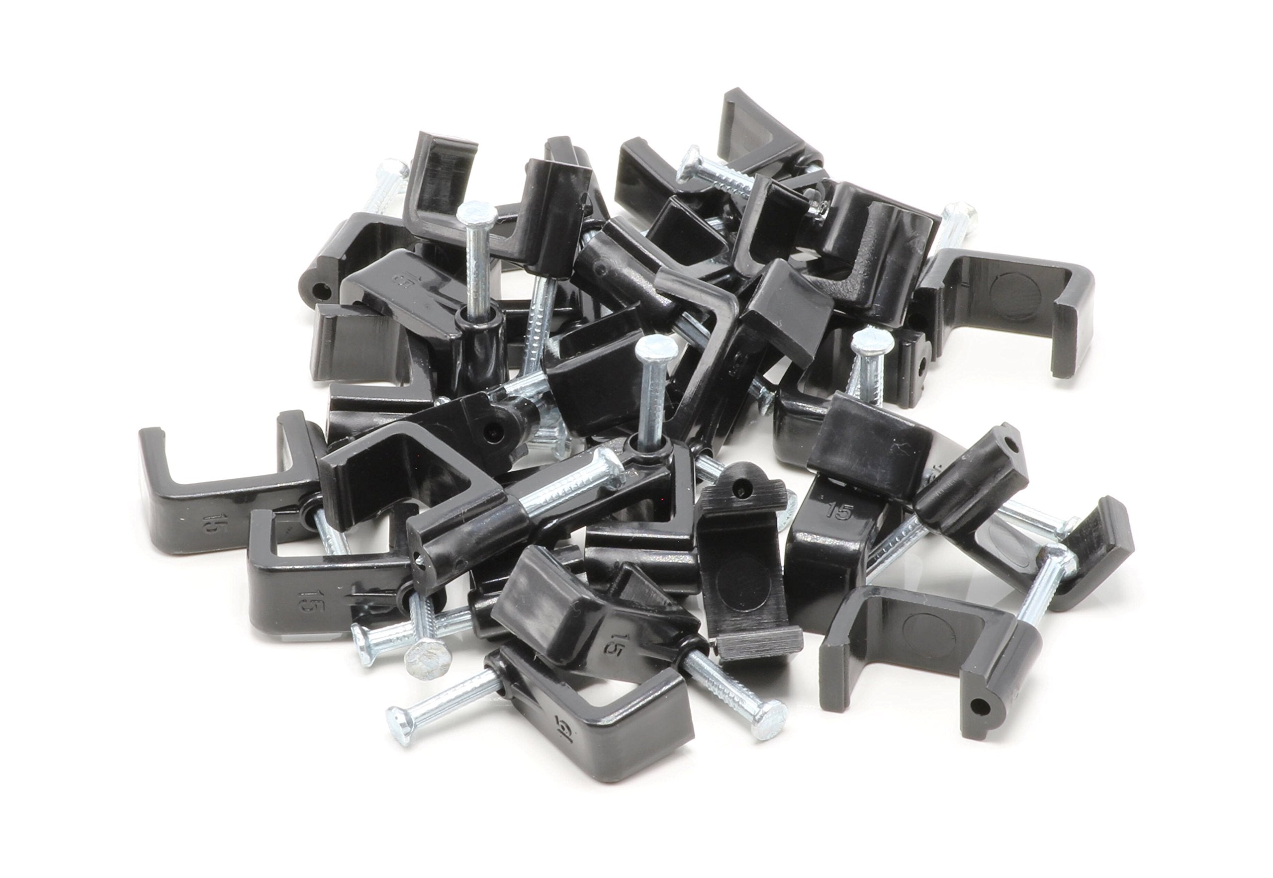The Cimple Co   Siamese Coaxial Cable Clips, Cat6, Electrical Wire Cable Clip, 1/2 In Nail Clip And Fastener, Black, Double(50 P
