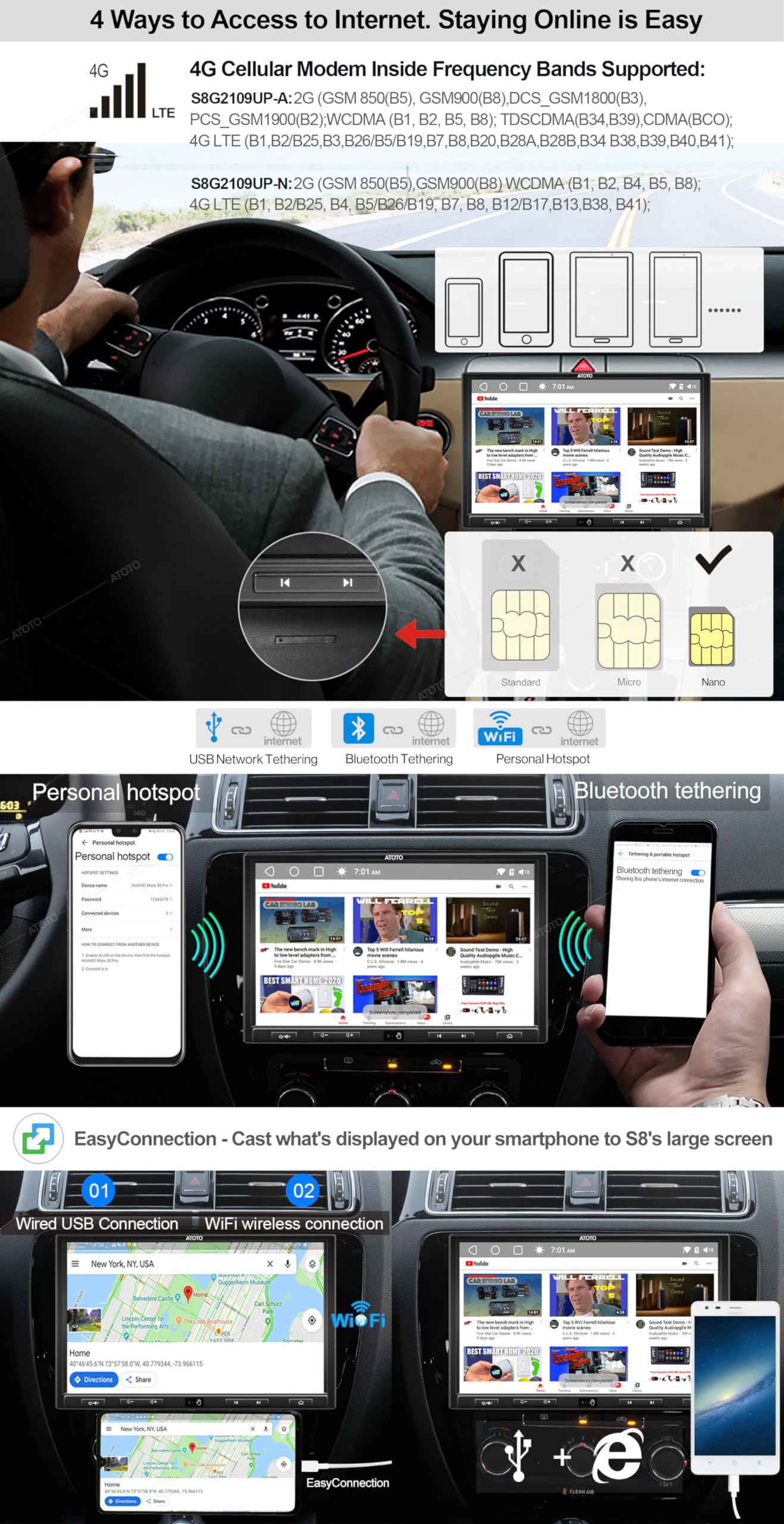 [10.1Inch Qled Display] Atoto S8 Ultra Plus In Dash Video Receiver, Wireless Carplay & Android Auto,Dual Bluetooth W/Aptx Hd, Vs