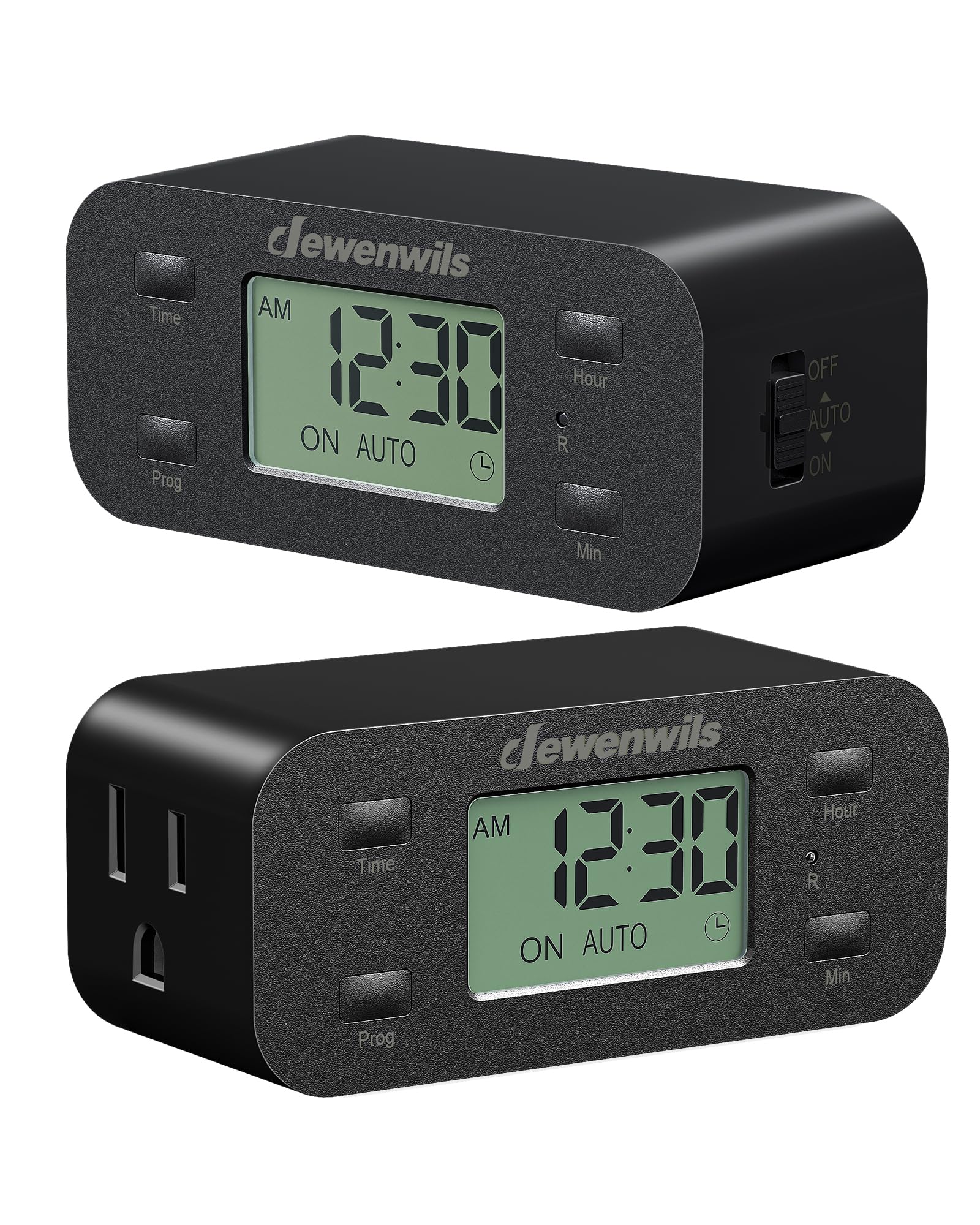 Dewenwils 24 Hour Programmable Digital Timer Outlet With 1 Grounded Outlet, 2 Pack Timers For Electrical Outlets, 3 Prong Light
