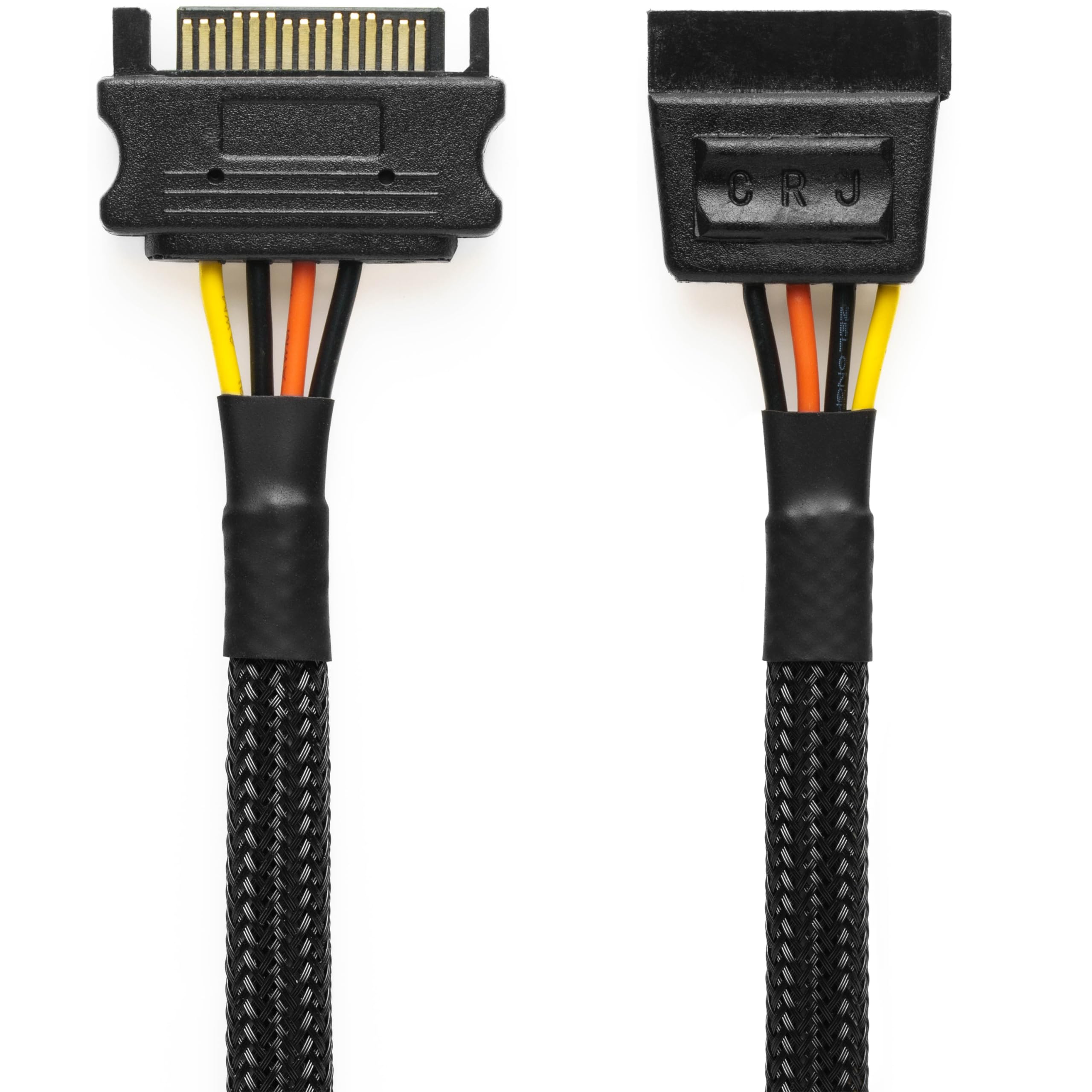 CRJ 15Pin SATA Power Extension Cable  24inch (60cm), Black Sleeved  SSD, HDD SATA Power Extension for ATX Power Supplies