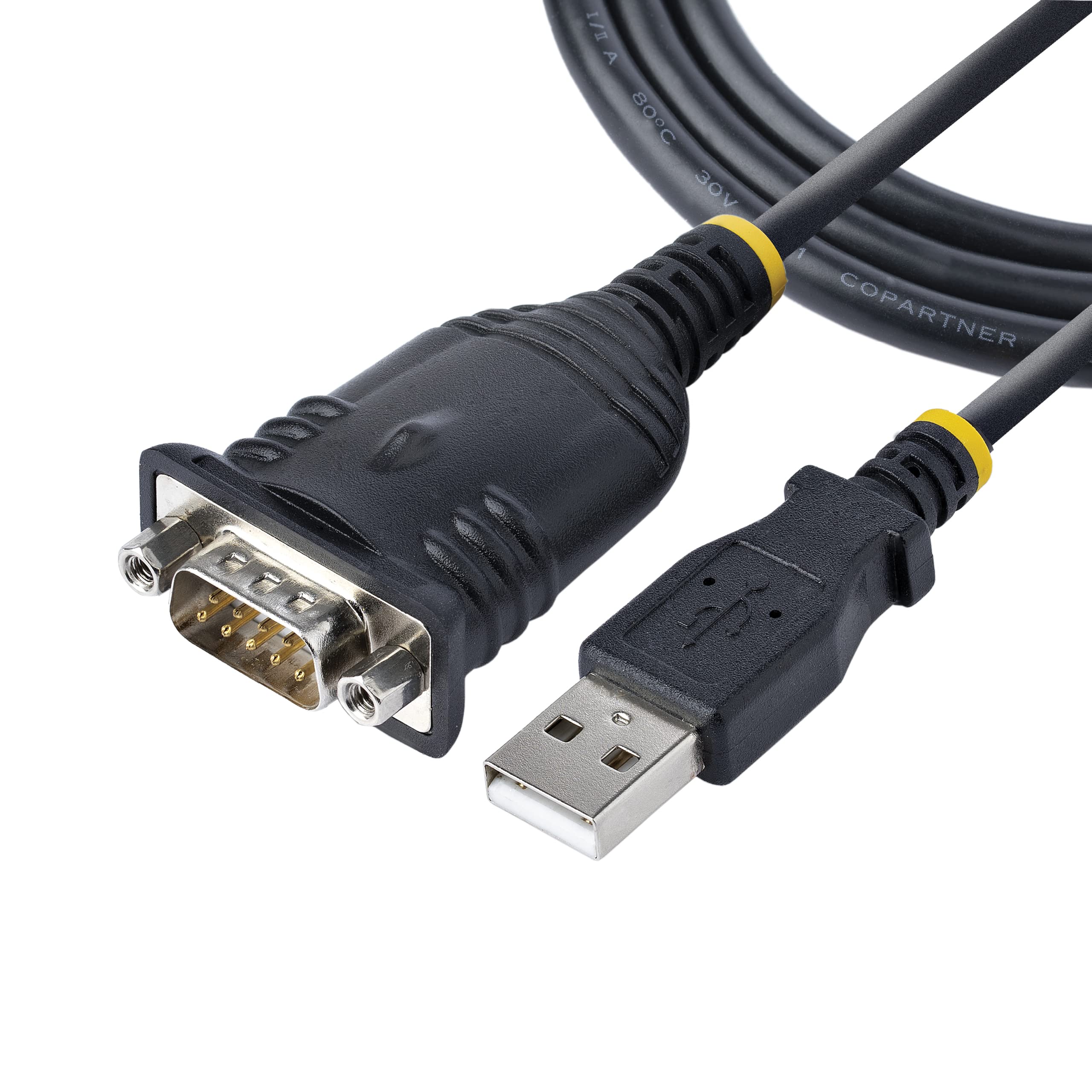 StarTech.com 3ft (1m) USB to Serial Cable, DB9 Male RS232 to USB Converter, Prolific IC, USB to Serial Adapter for PLC/Printer/Scanner/Switch, USB to COM Port Adapter, Windows/Mac (1P3FP USB SERIAL)