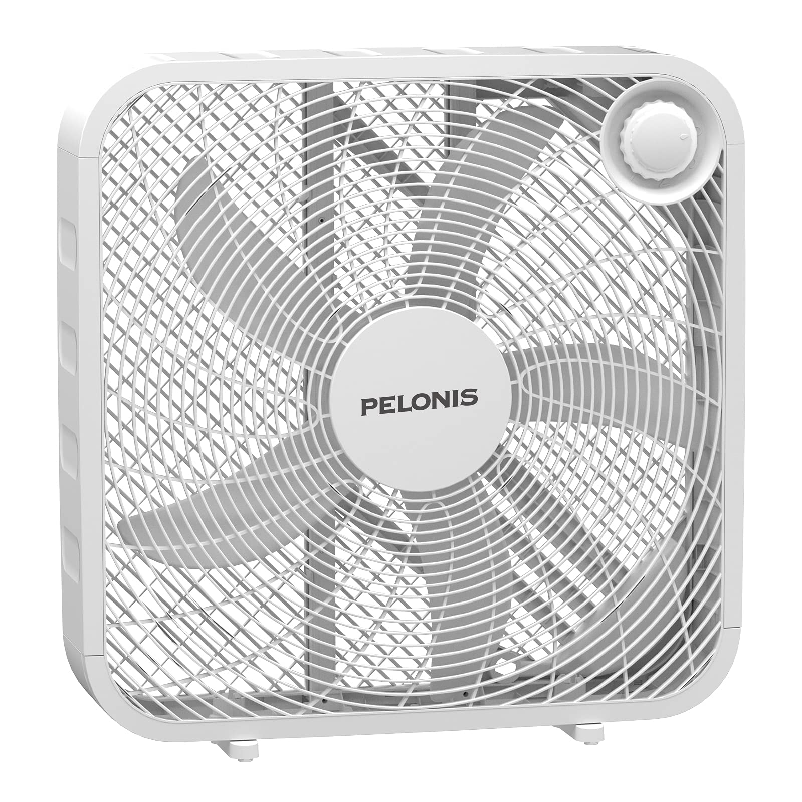 Pelonis 3 Speed Box Fan For Full Force Circulation With Air Conditioner, White