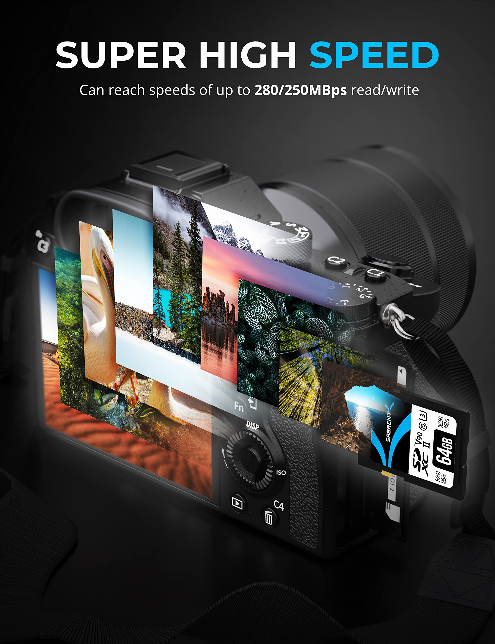Sabrent Rocket V90 64Gb Sd Uhs Ii Memory Card R280Mb/S W250Mb/S (Sd Tl90 64Gb)