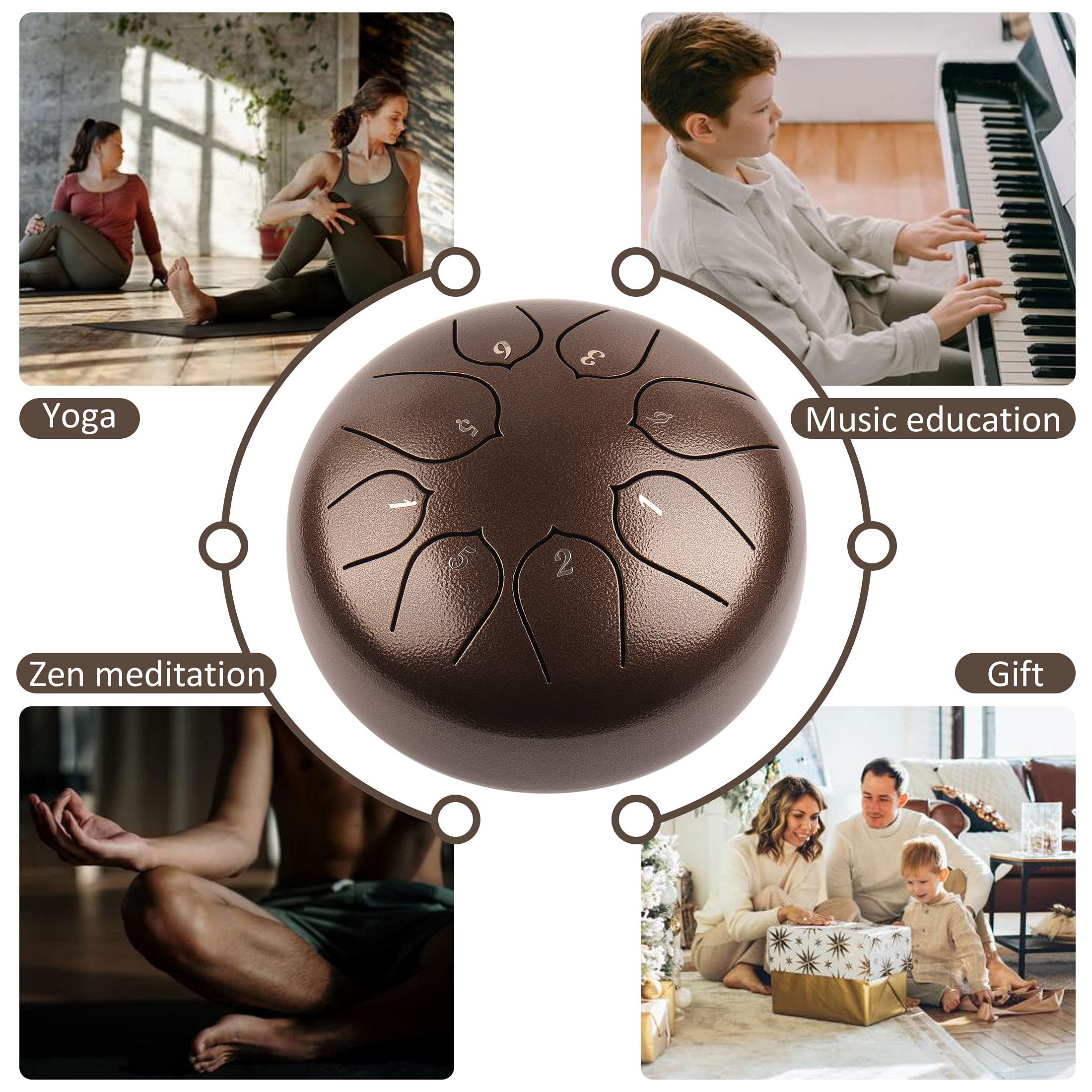 Lomuty Steel Tongue Drum Rain Chime, 8 Notes 6 Inch Rain Drum For Outside When It Rains, Chakra Tank Drum With Bag, Mallets, Fin