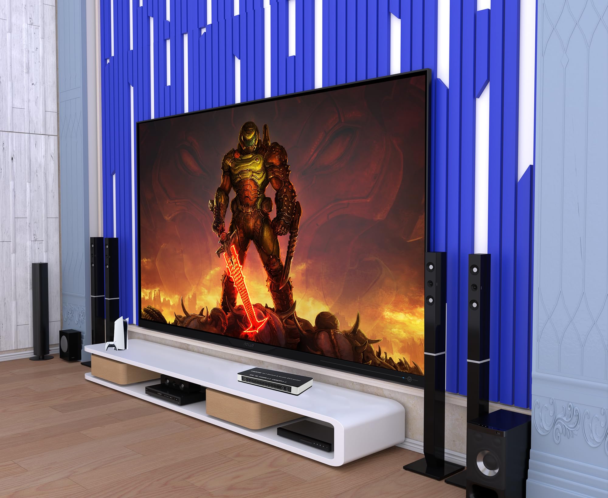 Kago Hdmi Audio Extractor Splitter,Hdmi Switch 4 In 1 Out,4K 60Hz 5.1/2.0Ch Arc/Earc Home Theater Av,Rca Optical Output For Soun