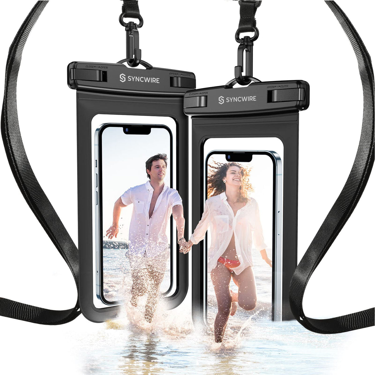 Syncwire Pack Of 2 Waterproof Smartphone Case Ipx8 Touch Sensitive Portable Waterproof Pouch For Iphone 14 13 Pro Max 12 Mini 11