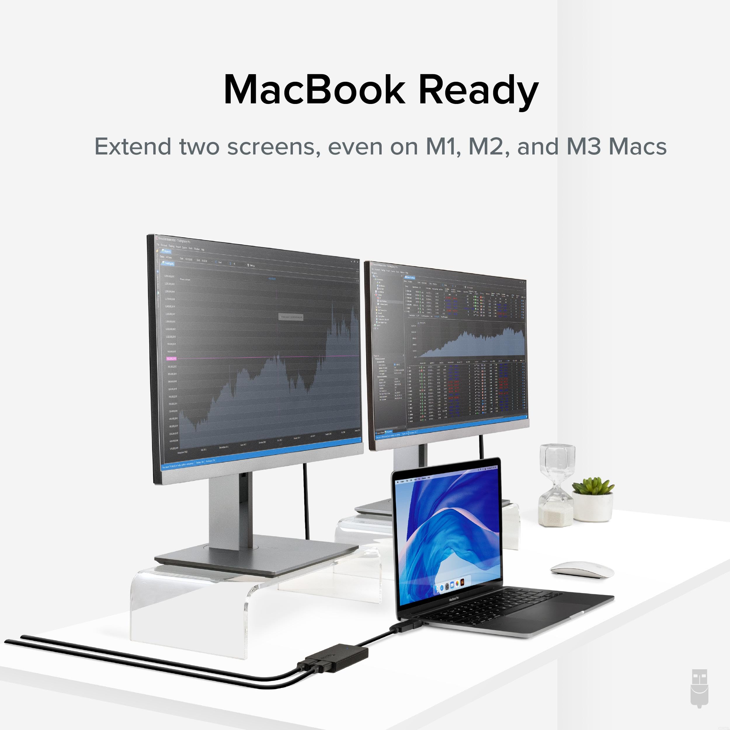 Plugable Dual Monitor Adapter For M1/M2/M3 Based Macos Systems, Windows, Chromeos. Broad Compatibility - Thunderbolt, Usb-C Or U