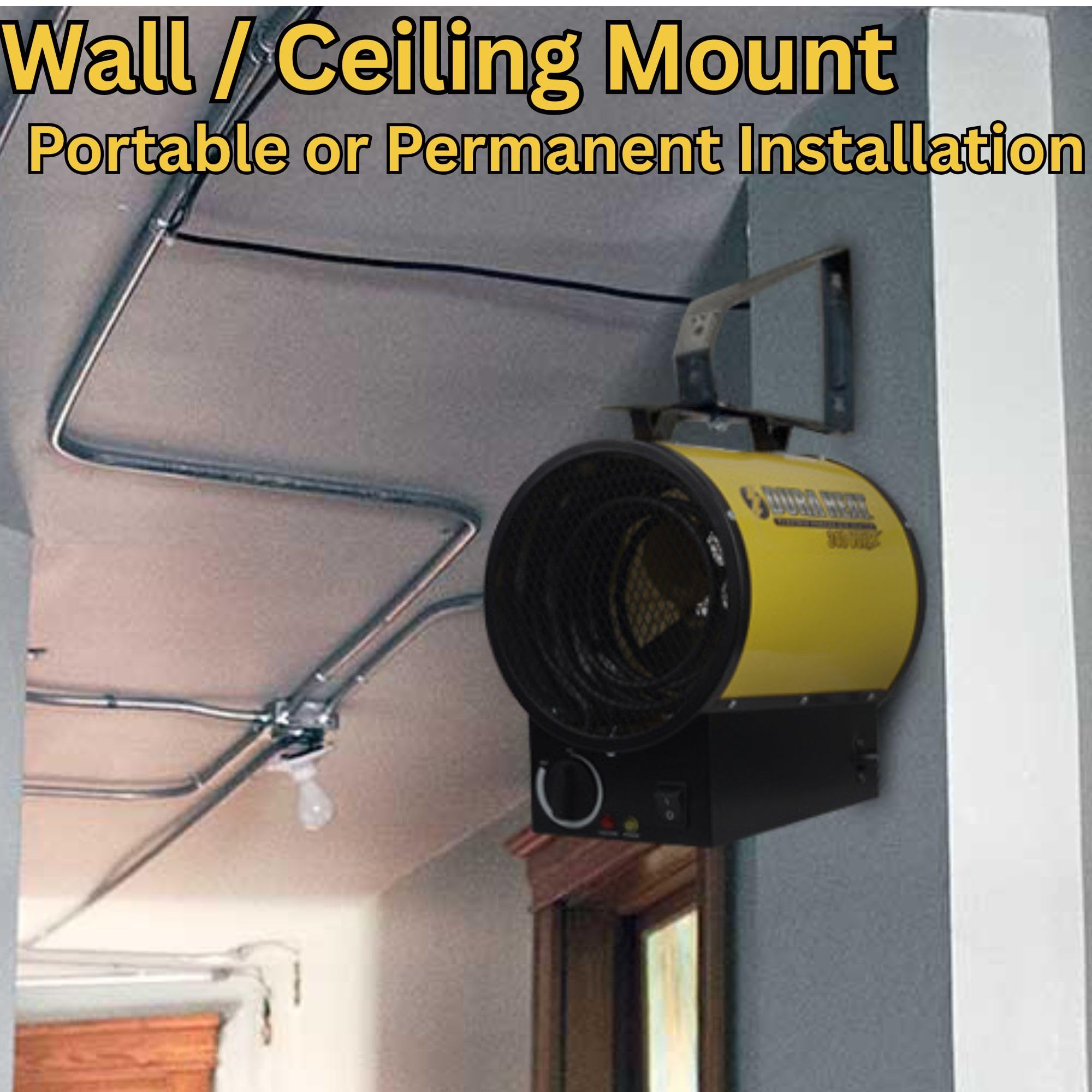 Dura Heat Euh4000 4000W Electric Forced Air Heater, Length: 10.75In, Width: 8.35In, Height: 13In , Yellow