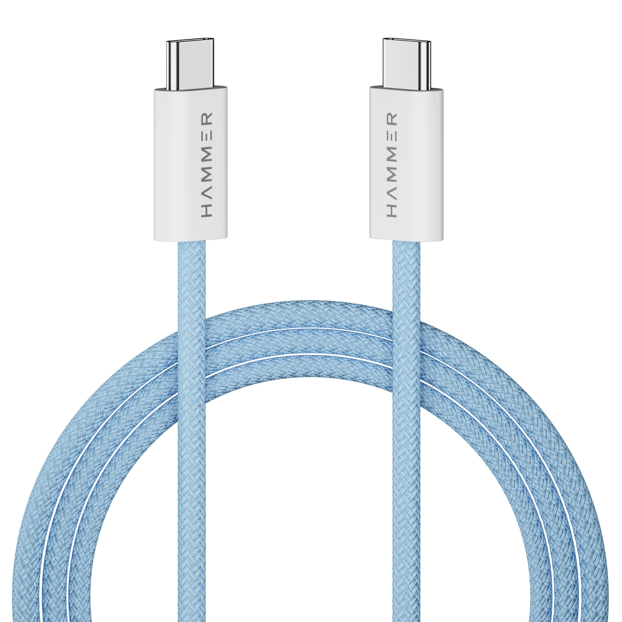 HAMMER Type C to Type C Cable 65W Braided, PD Fast Charging, Data Sync, 1.5 Meter Tangle Free Wire, Compatible with all CType E