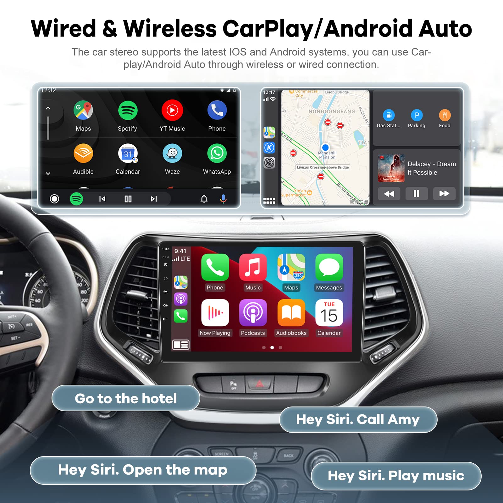 [2G+64G] Android 13 Car Radio For Jeep Cherokee 2013 2018, 10.1 Inch Touch Screen Car Stereo, Carplay/Android Auto/Hi Fi Audio/1