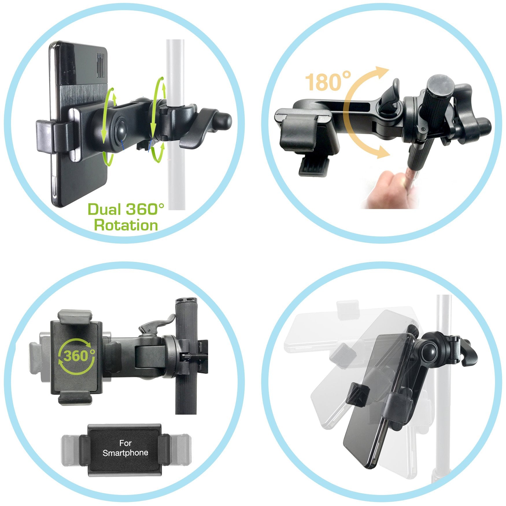 Accessory Basics Music Boom Mic Microphone Stand Smartphone Mount W/360� Swivel Adjust Holder For All Smartphones Up To 3.75 Inches Wide (Zoom Video Compatible)