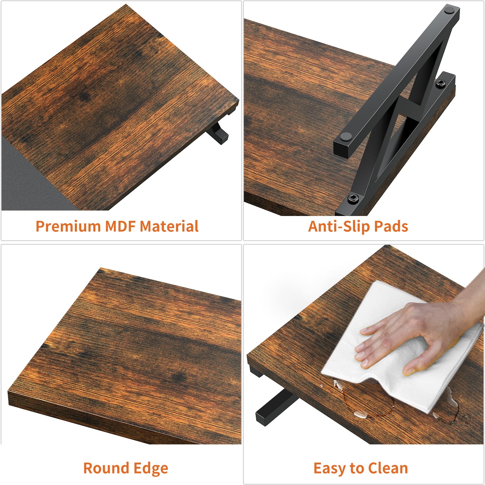Ergofocus Dual Monitor Stand Riser, Large Wood Monitor Riser For 2 Monitors, Monitor Lift With Storage For Desk, Sturdy Wood&Ste