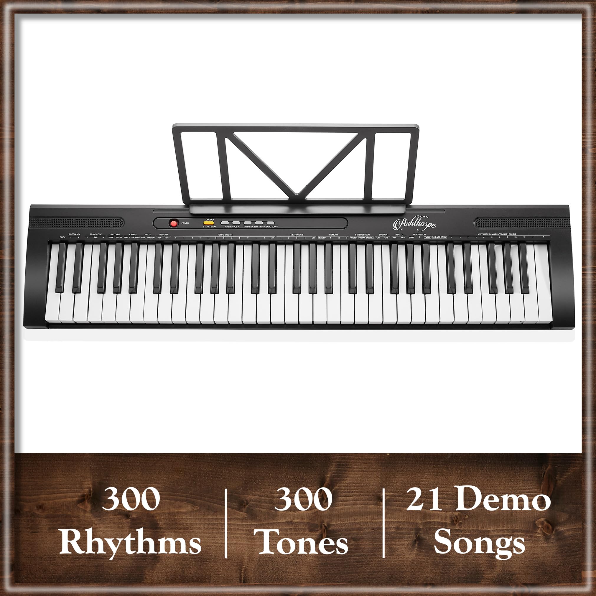 Ashthorpe 61 Key Digital Electronic Keyboard Piano For Beginners, Includes Headphones, Mic And Keynote Stickers