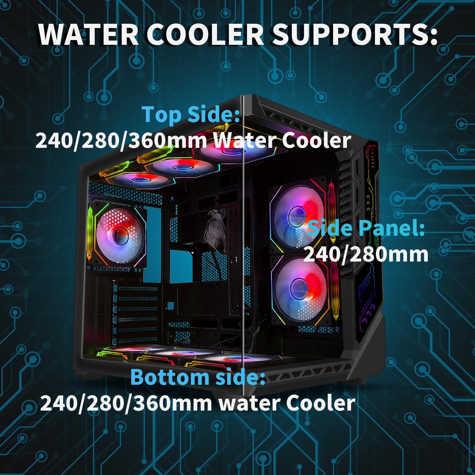 Pc Gaming Case With 9Pcs Argb Fans,Atx Mid-Tower Control Remote,Gaming Atx Case 360Mm Radiator Support,Pc Case Tempered Glass Fr