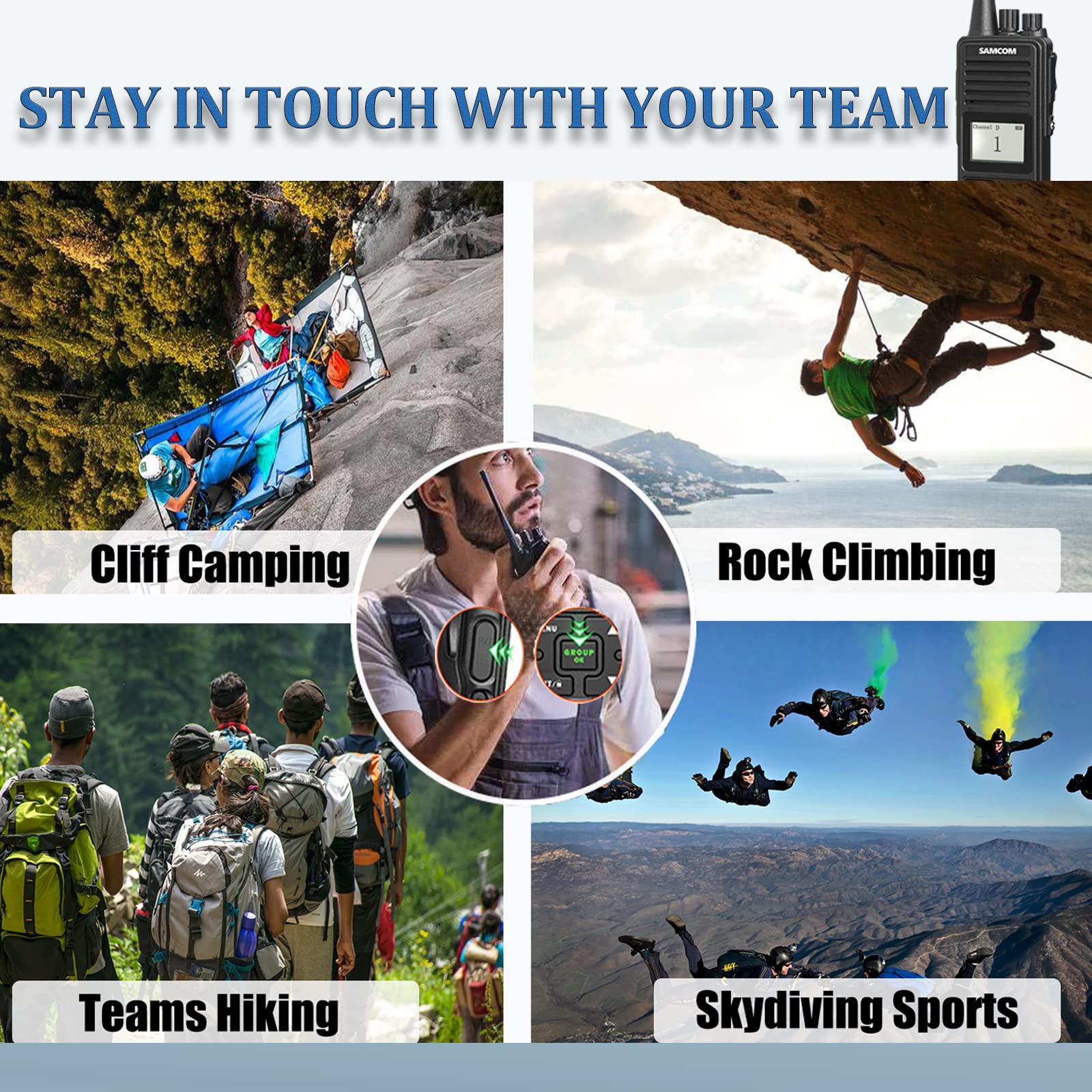 Samcom Fpcn10A Two Way Radios Long Range, 3000Mah Rechargeable Long Standby Walkie Talkies For Adults, Programmed Commercial Handheld Uhf 2 Way Radios With Earpiece, Group Talk Dual Ptt, 3 Pcs