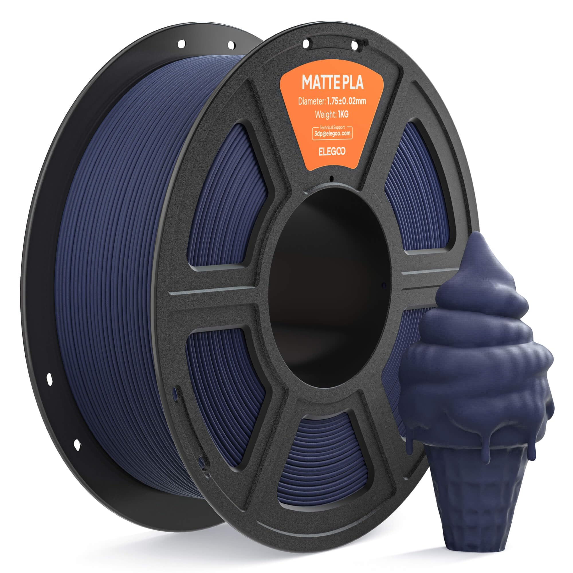 ELEGOO Matte PLA Filament 1.75mm Navy Blue 1KG, 3D Printer Filament High Precision, 1kg Spool (2.2lbs) Fits for Most FDM 3D Prin