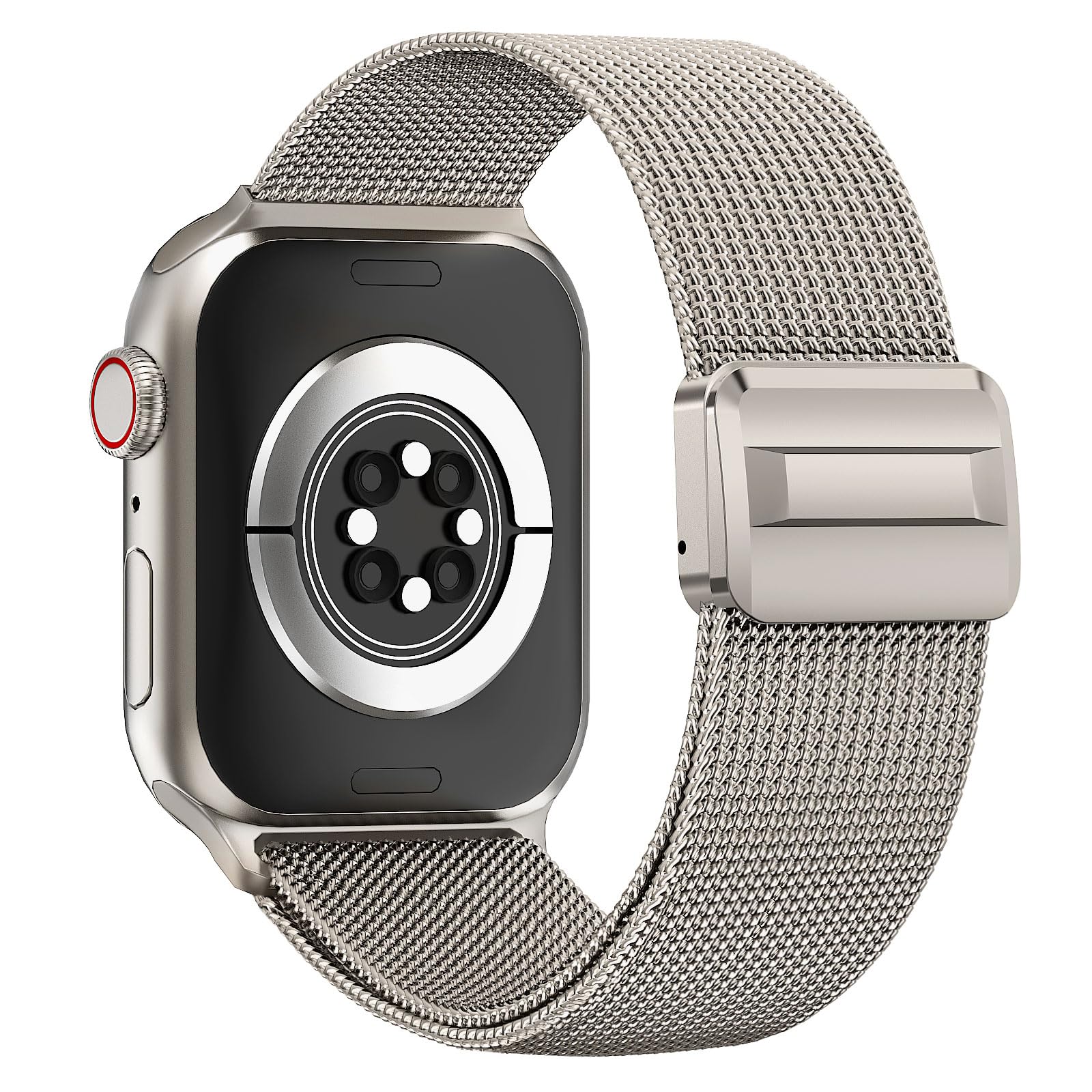 RHBBBDN Pure Titanium Milanese Loop Compatible with Apple Watch Ultra 3/2/1 Bands 49mm 46mm 45mm 44mm for Men Women, Lightweight