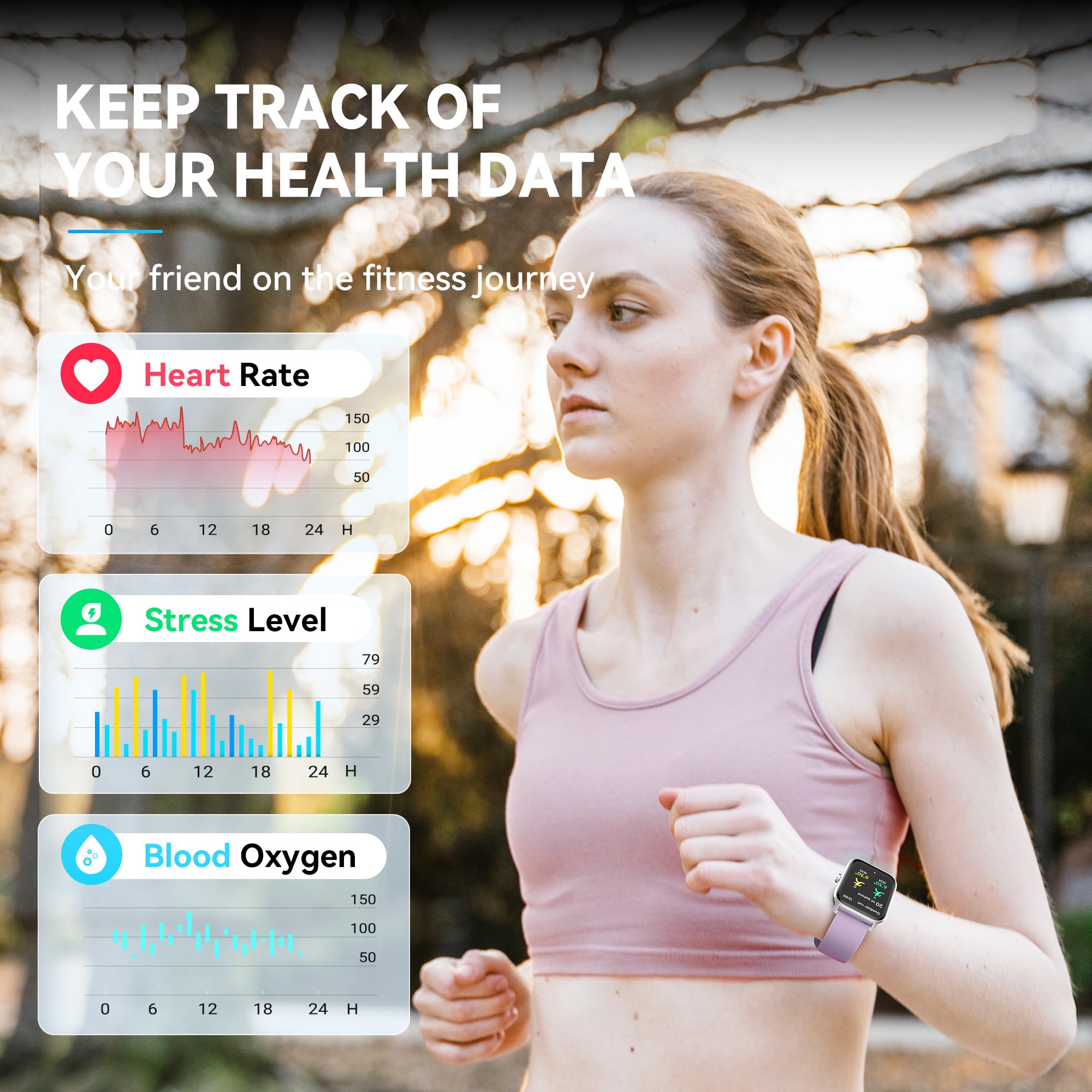 Woneligo Smart Watch - Purple, Silicone Band, 1.8 '' Analog Display, Ip68 Waterproof, Over 100 Sports Modes, Alexa Voice Control