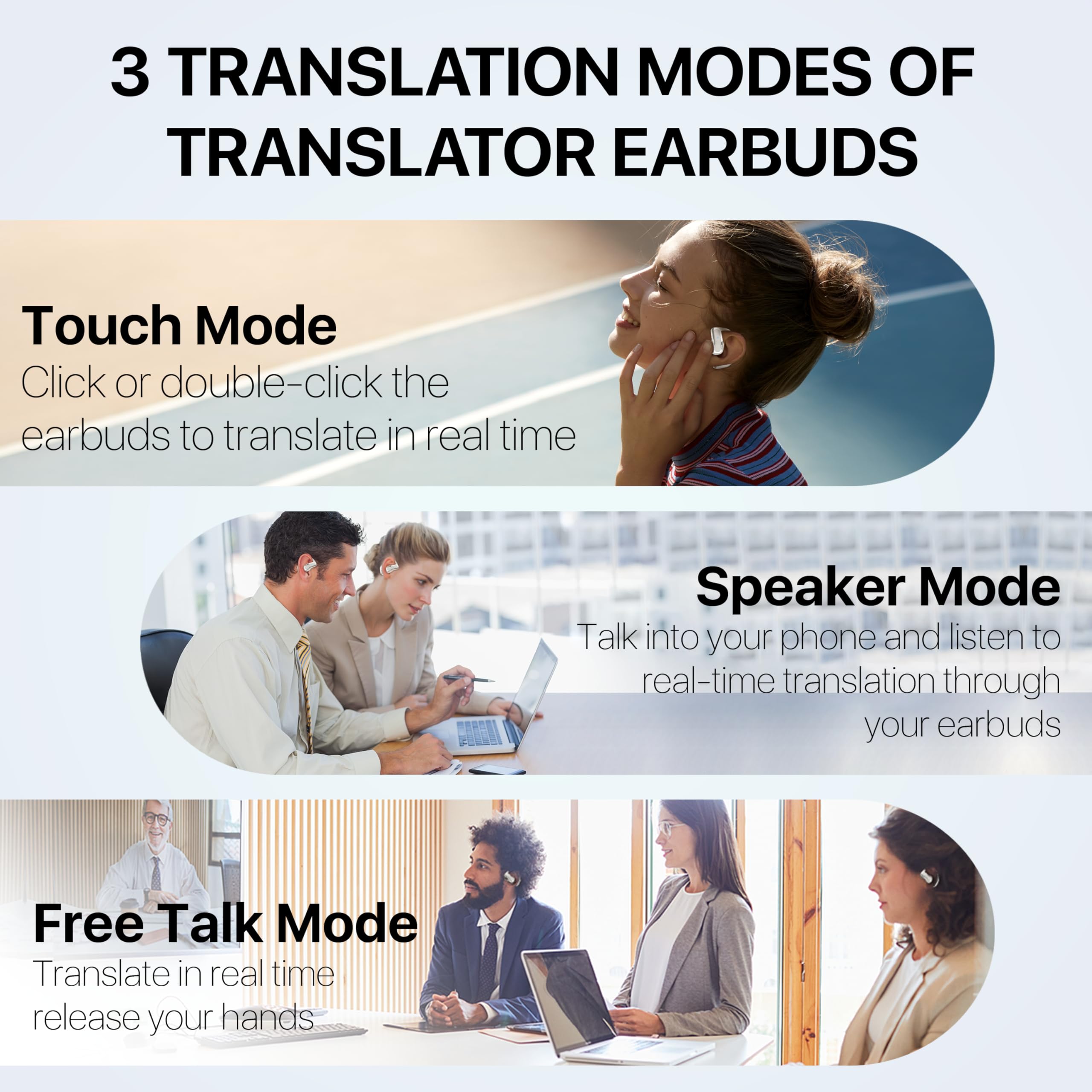 Ai Ows Translator Earbuds,Language Translator Earphone 144 Languages, 3In1 Real-Time Translation Device For Travel Business Lear