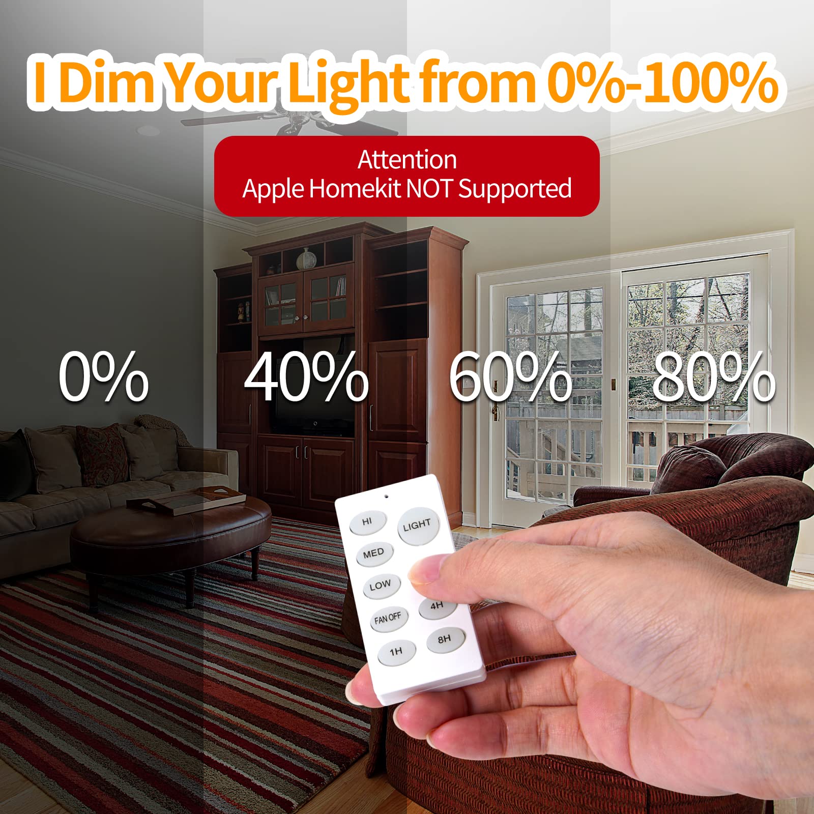 Smart Universal Ceiling Fan Remote Control Kit,Dimmer,No Hub Required, Ceiling Fan Light Timing & Speed Remote, Replace For Hamp