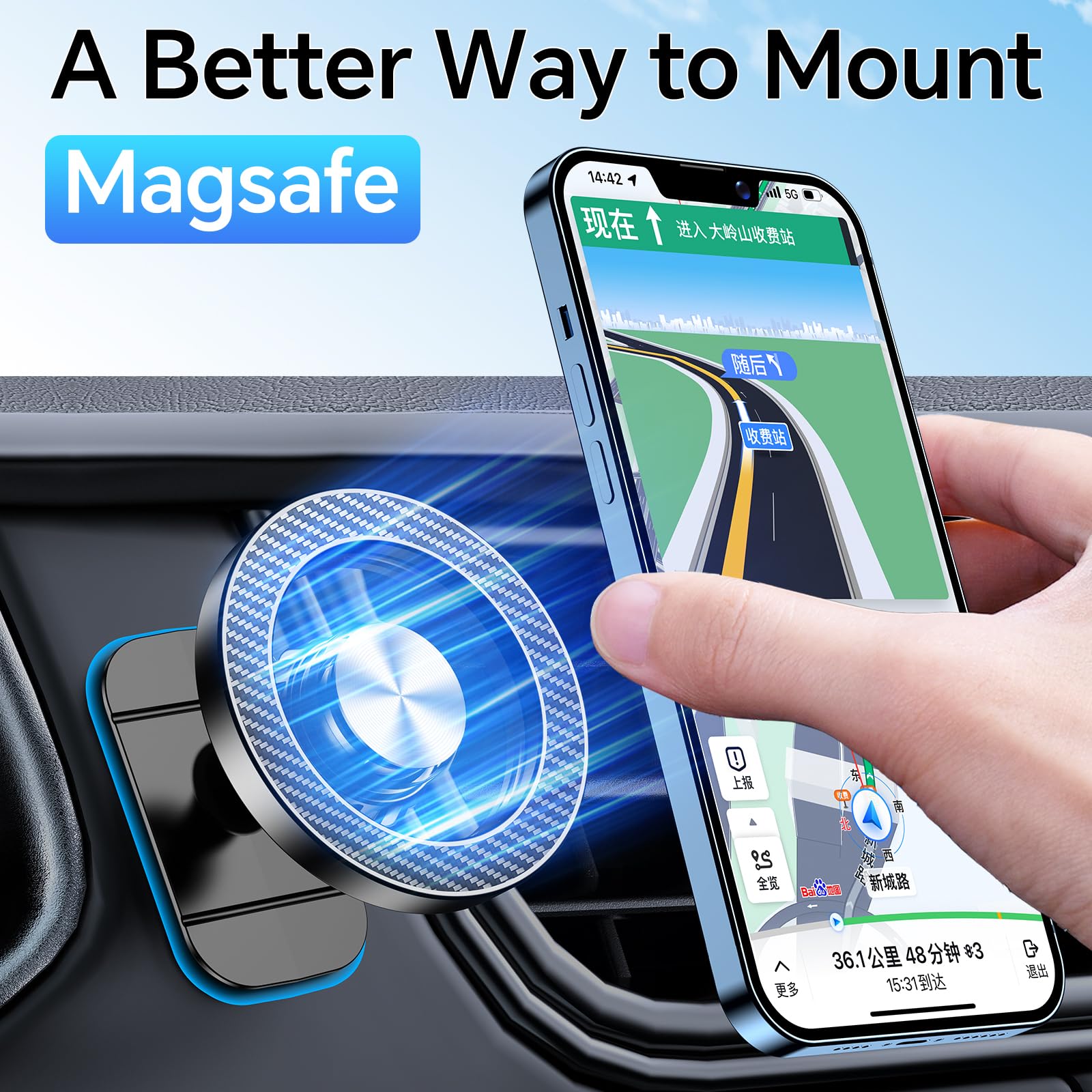 Kaistyle For Magsafe Car Mount Vent?20 Strong Magnets?Magnetic Phone Holder For Car Holder Mount Air Vent?360?Cell Phone Holders