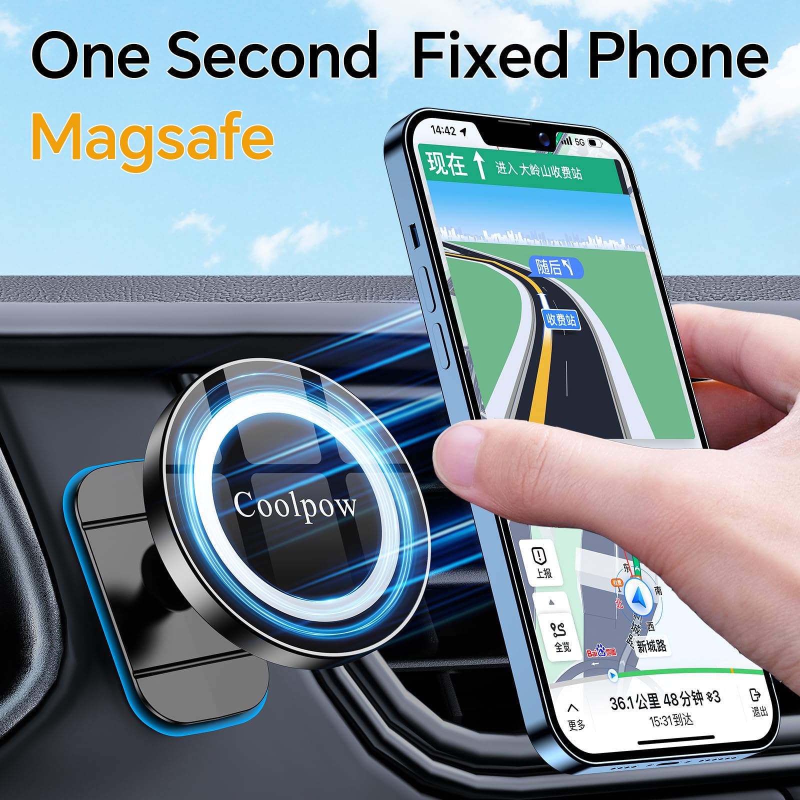 For Iphone Magsafe Car Mount Dashboard?Stronger Magnets? Magnetic Phone Holder For Car Dash?Hands Free ? Magsafe Car Holder For