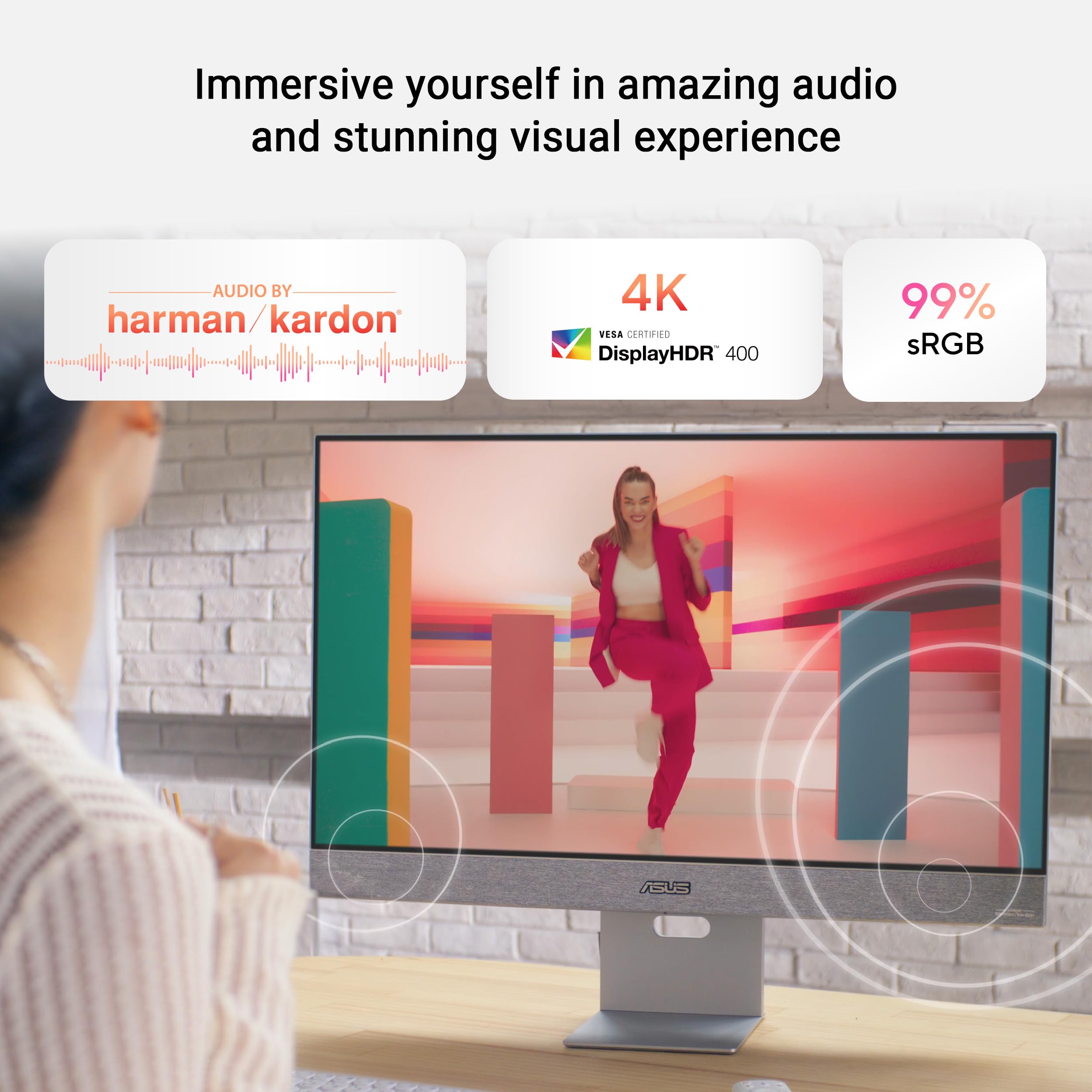 Asus Zenscreen 27    4K Usb C Smart Monitor (Ms27Uc)   Uhd (3840 X 2160) Ips, 99% Srgb, Google Tv, Harman Kardon Speakers, Usb C