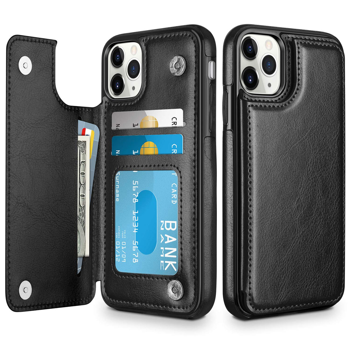Hiandier      For Iphone 11 Pro Case With      Card      Holder      Wallet      Case For      Women      Men, Pu      Leather  