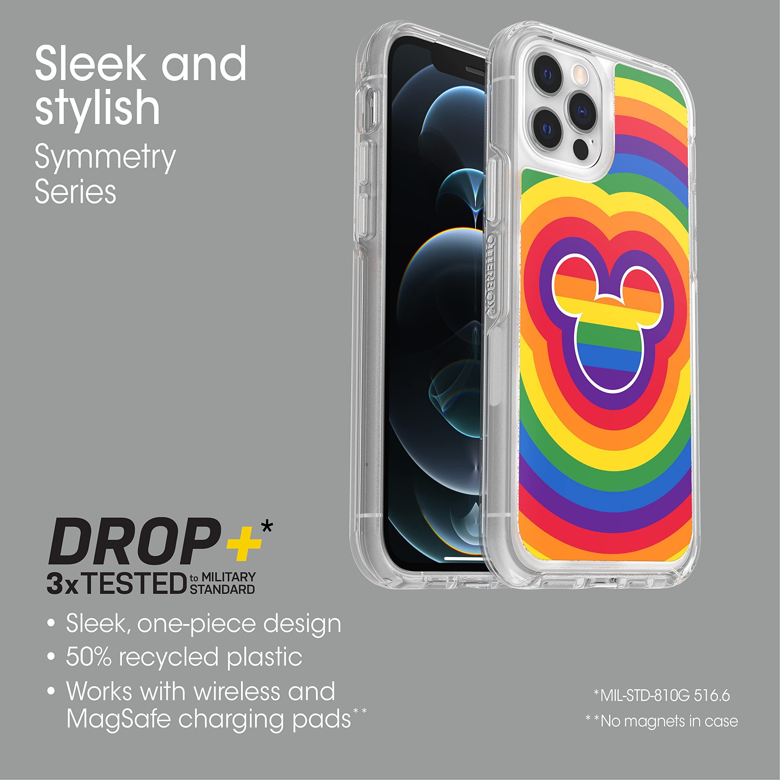 Otterbox Iphone 12 And 12 Pro Symmetry Series Series Case   Disney Pride, Ultra Sleek, Wireless Charging Compatible, Raised Edge