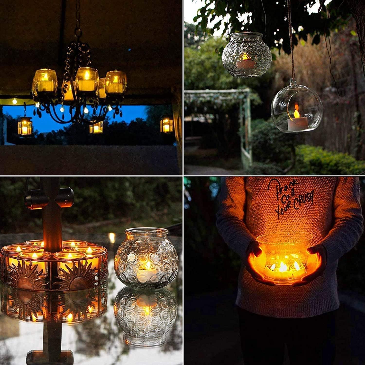 Solar Tea Lights Outdoor Waterproof - 8 Pack Rechargeable Flickering Candle Lights Solar Powered Reusable Led Candles Flameless