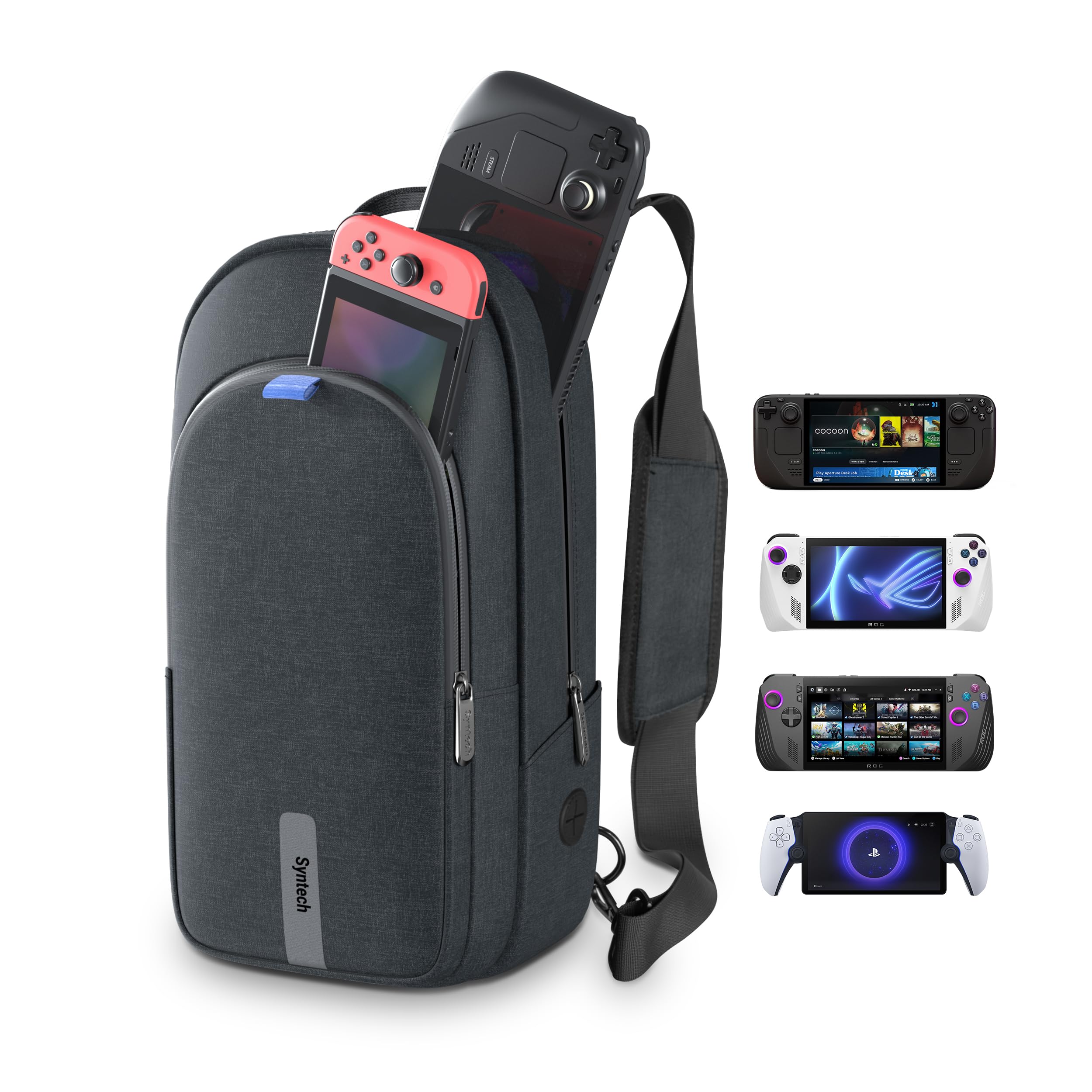 Syntech Carrying Case Compatible With Steam Deck Oled/Rog Ally X/Playstation Portal, Sling Bag For Nintendo Switch/Legion Go, Po