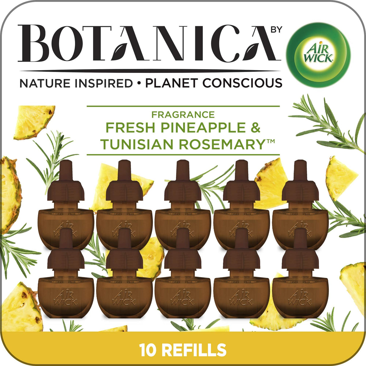 Botanica By Air Wick Plug In Scented Oil Refill, 10Ct, Fresh Pineapple And Tunisian Rosemary, Essential Oils, Air Freshener, Eco