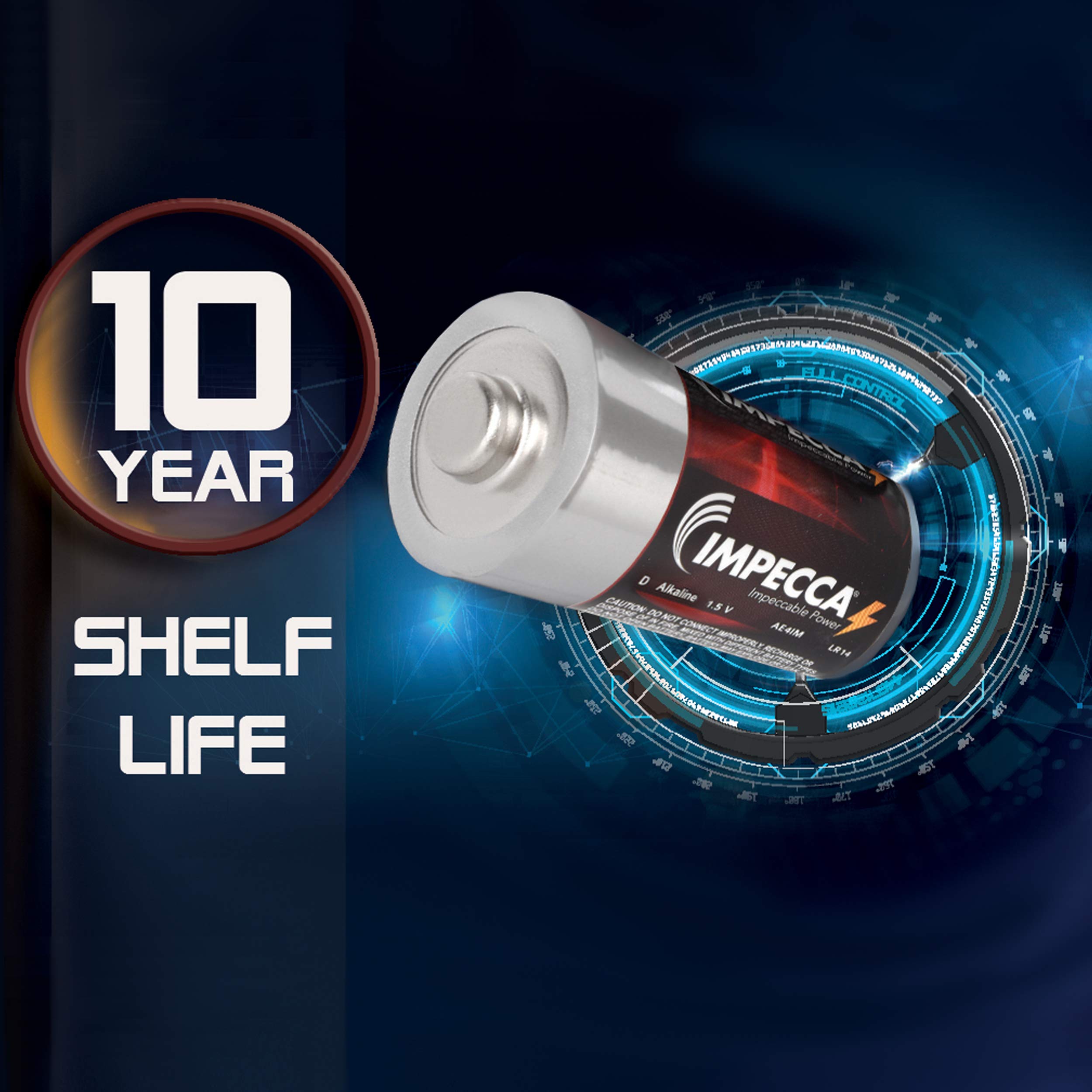 Impecca D Batteries (24 Pack) High Performance Alkaline, Long Lasting, And Leak Resistant Batteries, Lr14, Platinum Series, 24 C