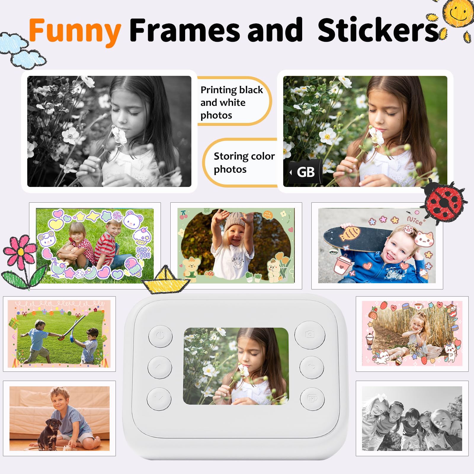 Kids Camera Instant Print, Christmas Birthday Gifts For 3 12 Boys Girls, 1080P Digital Camera, Portable Toddler Travel Toy For 4