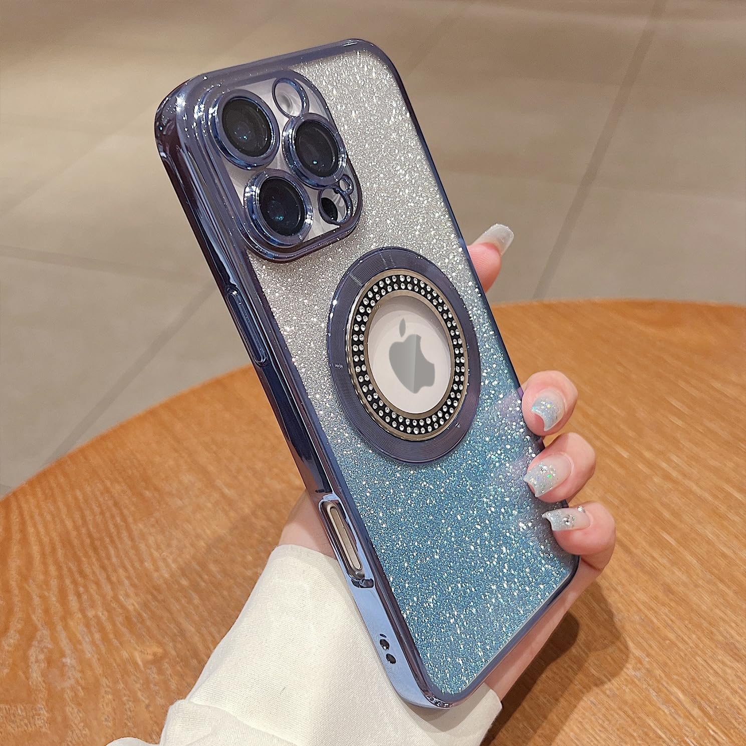 Misscase For Iphone 16 Pro Magnetic Glitter Case Compatible With Magsafe,Full Protection Slim Shockproof Anti Scratch Case With